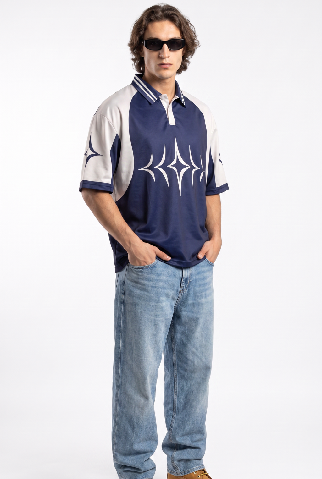 Collective 26 Navy Beige Polo Oversize Jersey