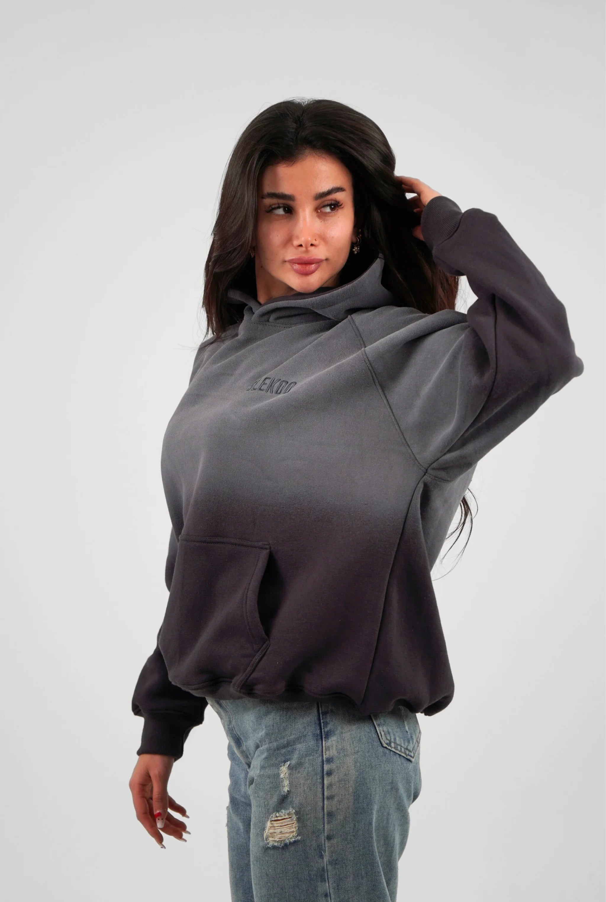 Unisex Faded Washed Oversize Hoodie Dark Gray Edition