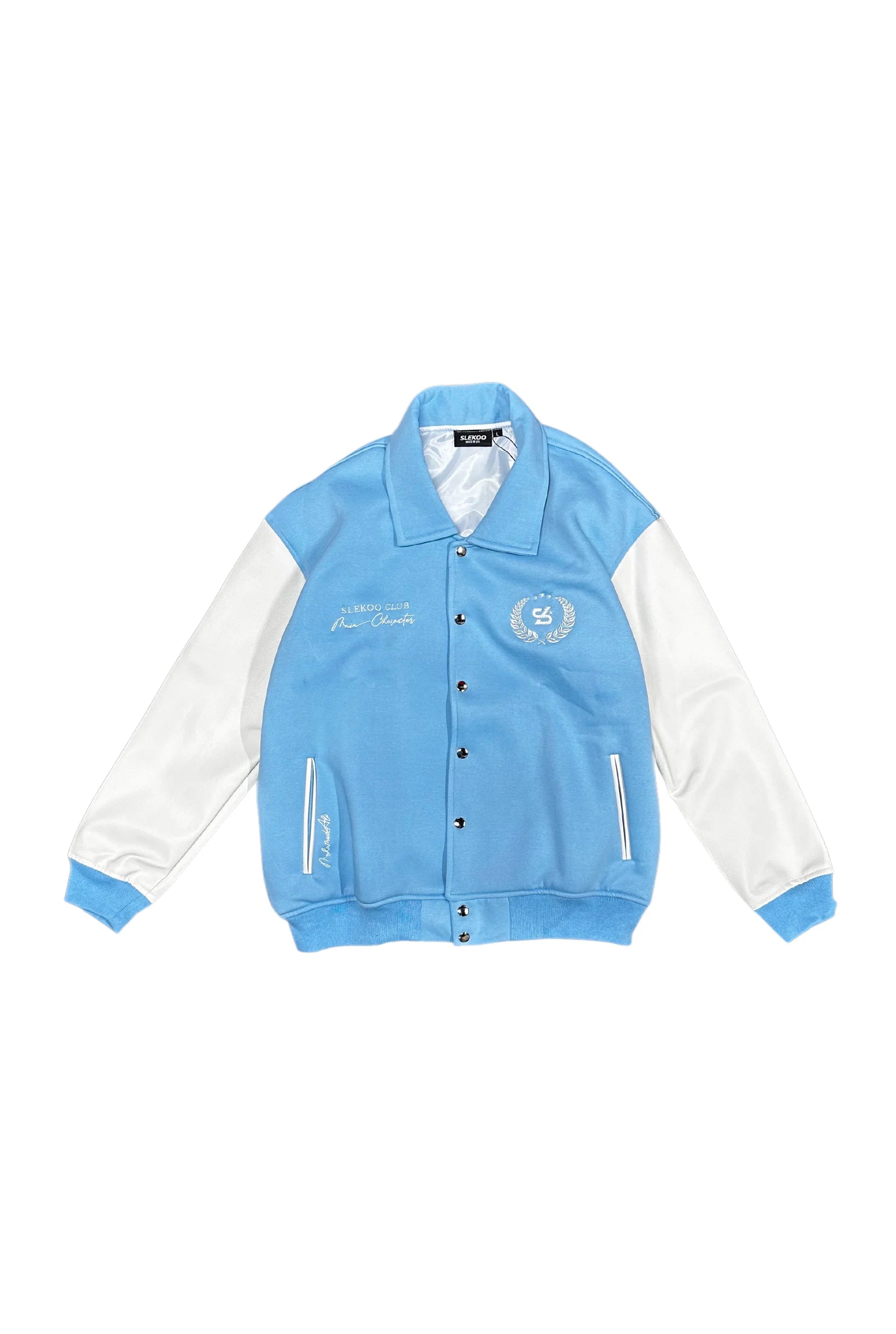 Unisex Slekoo Baby Blue Varsity Jacket