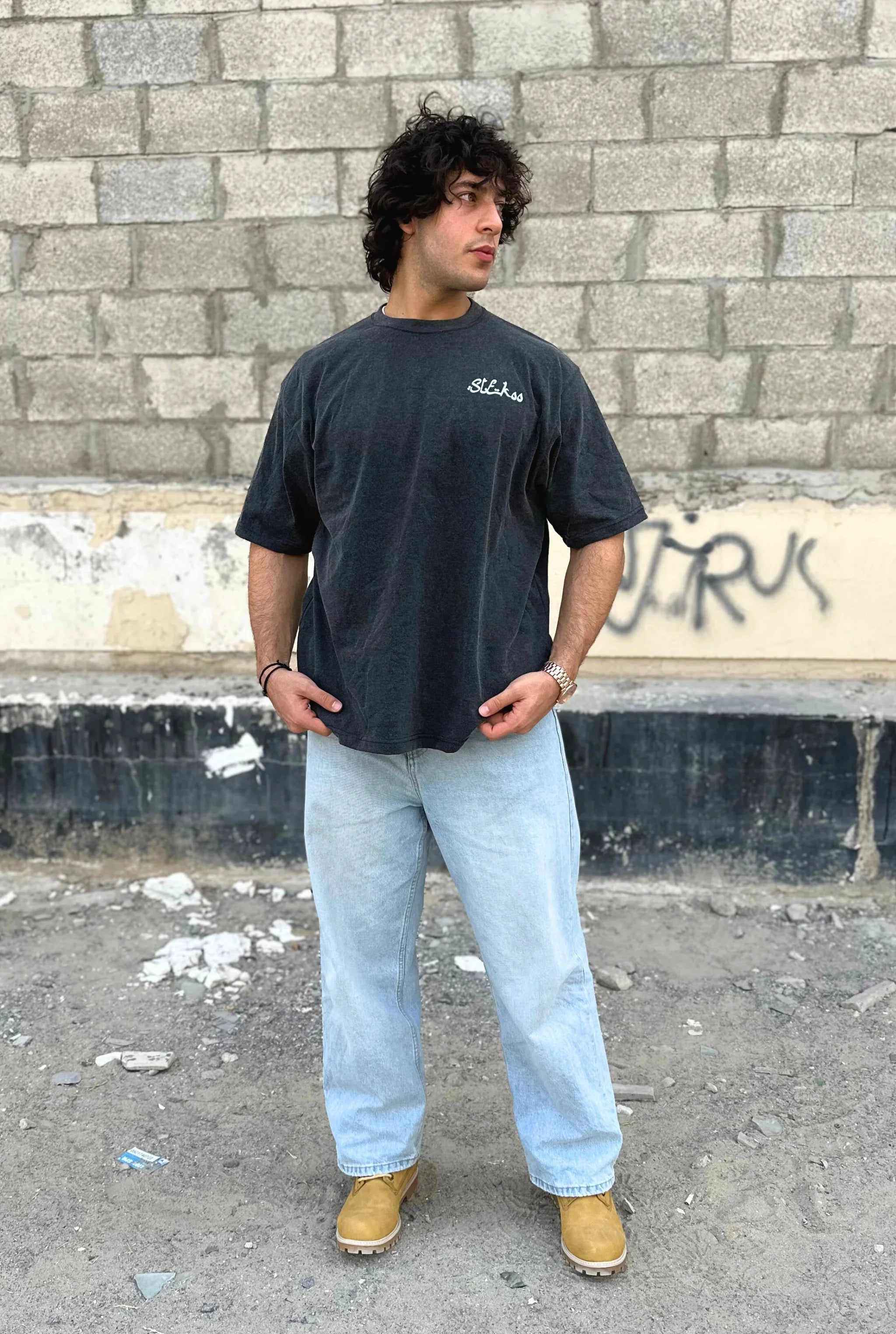 Unisex Stone Washed Slekoo Oversize T-shirt