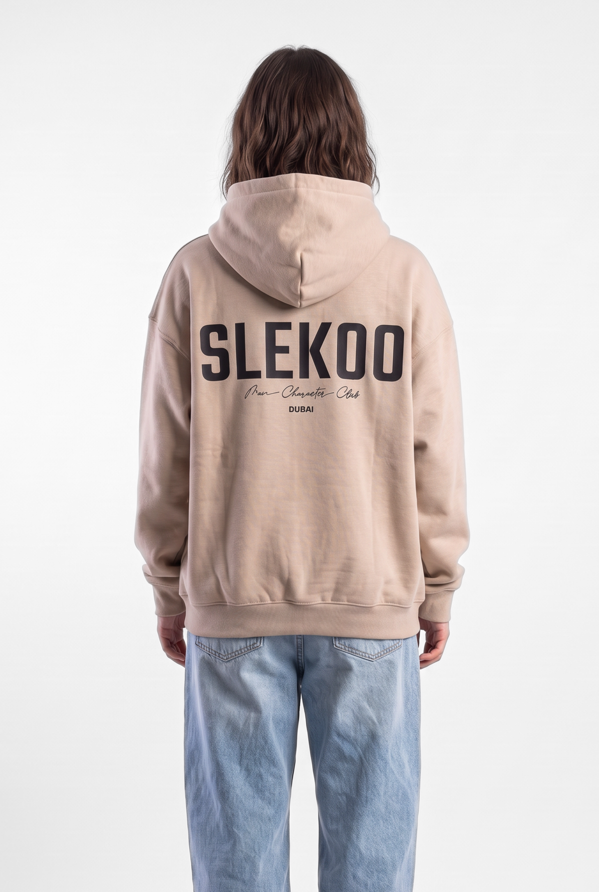 Unisex Beige Oversize Slekoo Hoodie