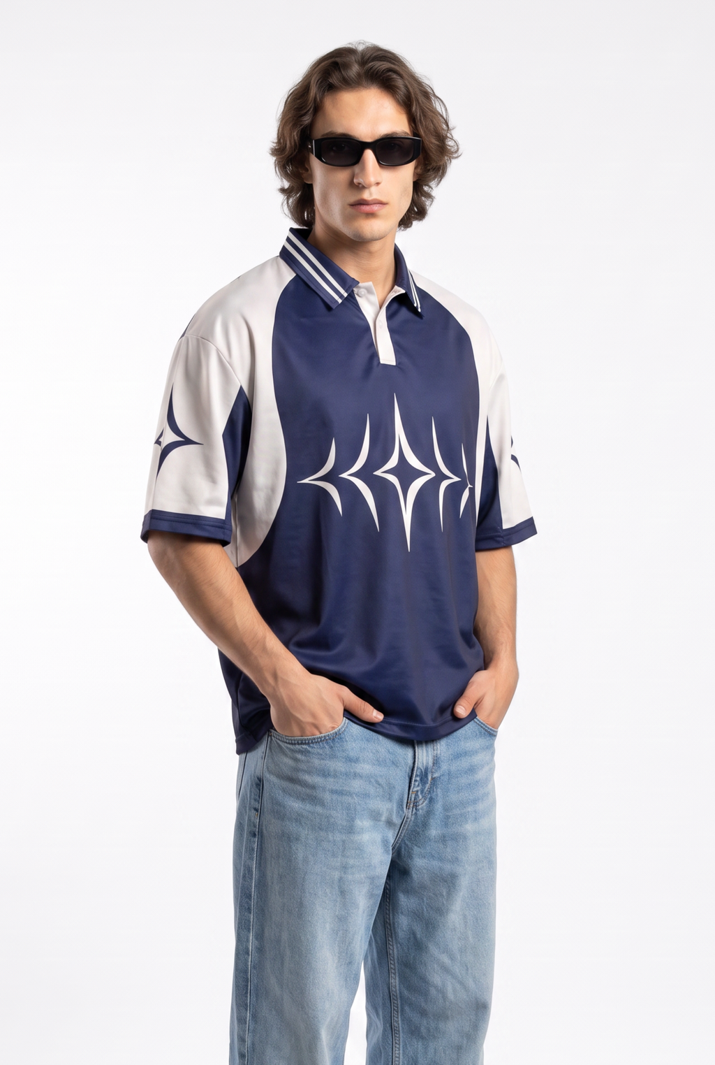 Collective 26 Navy Beige Polo Oversize Jersey