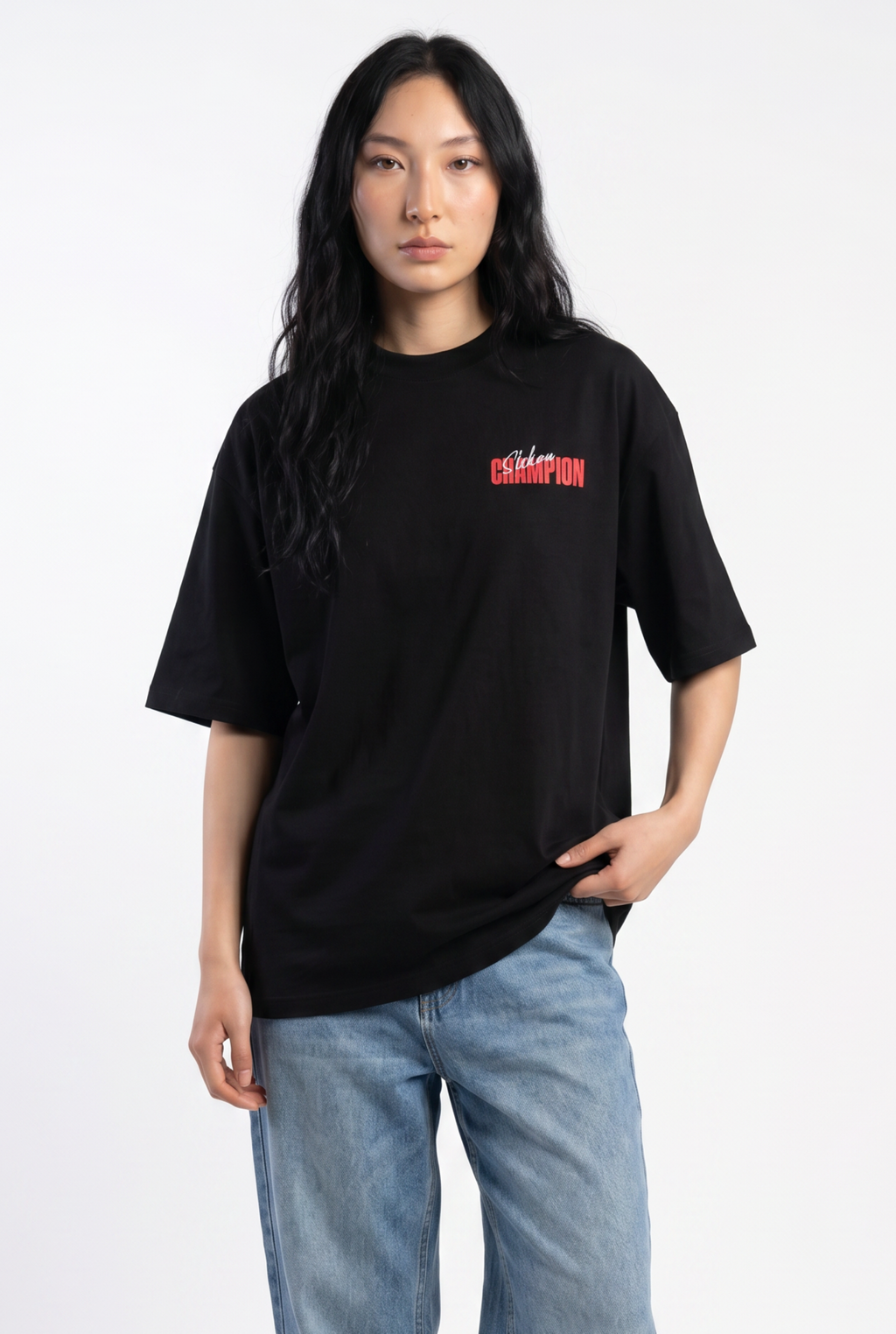Slekoo Champion Black Unisex Oversize T-Shirt
