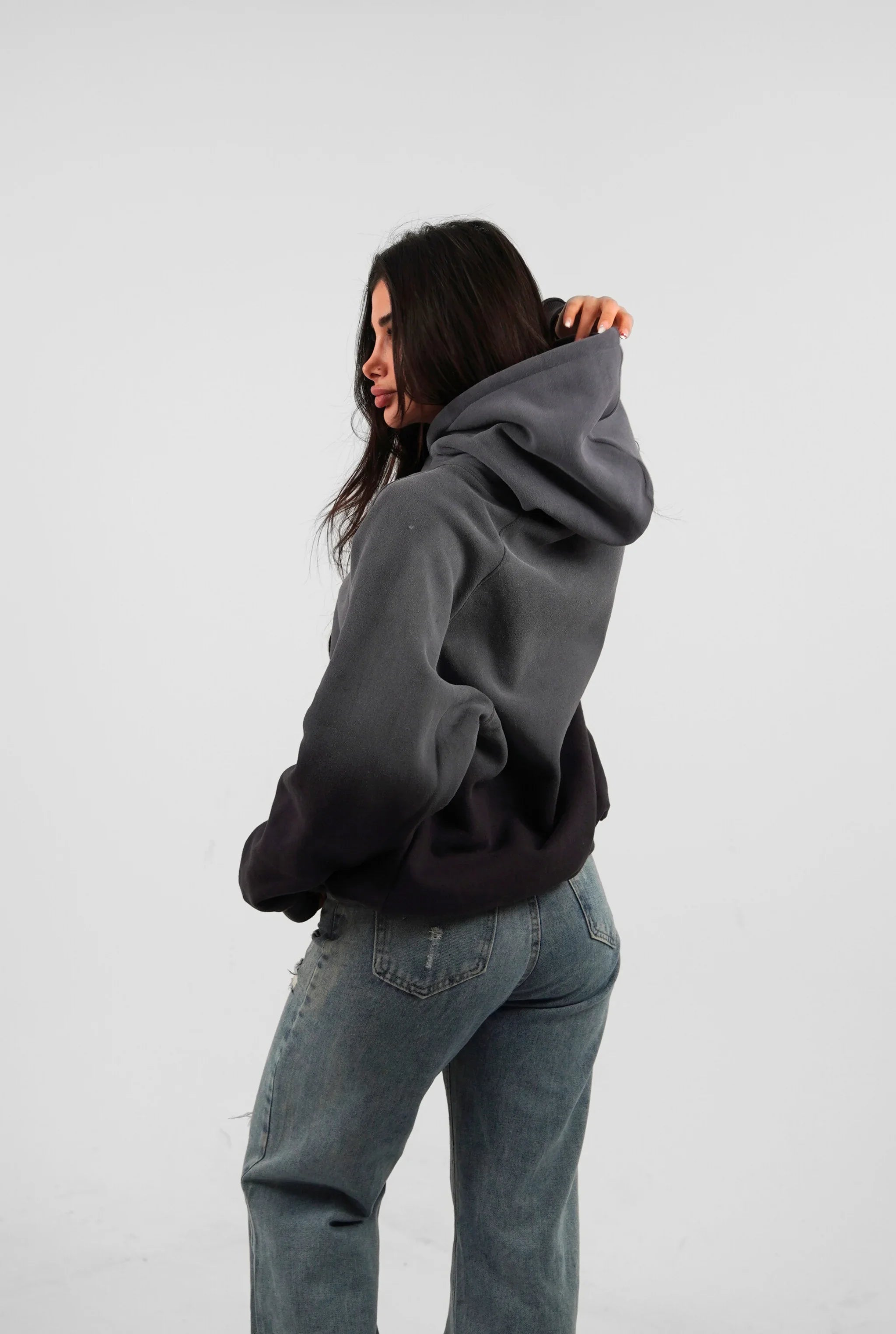 Unisex Faded Washed Oversize Hoodie Dark Gray Edition