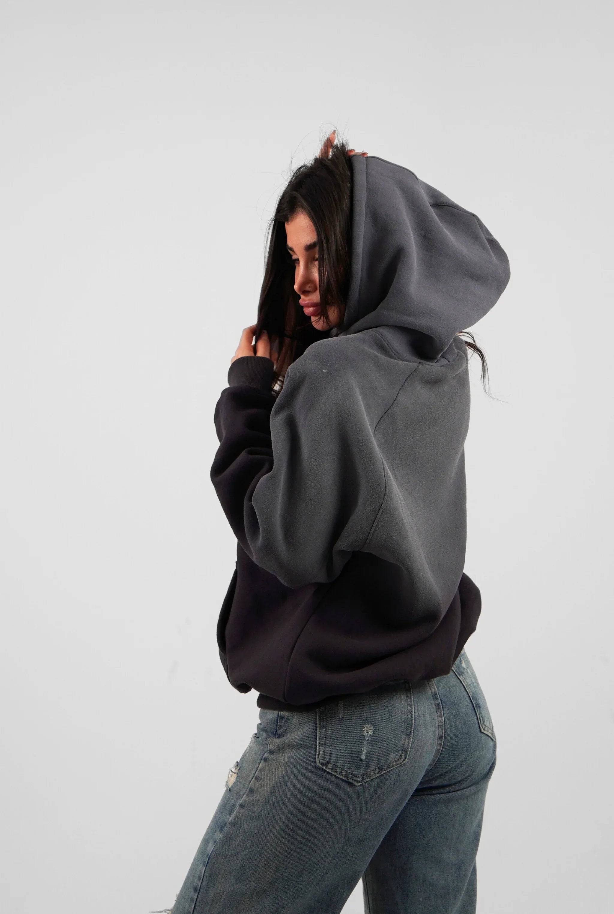 Unisex Faded Washed Oversize Hoodie Dark Gray Edition
