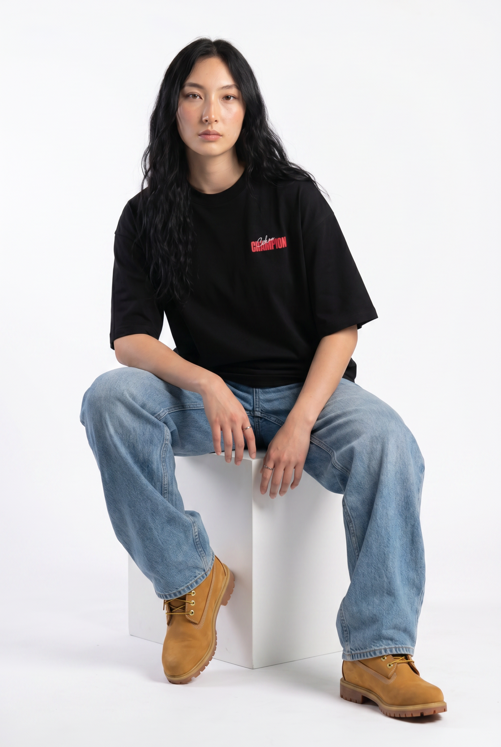 Slekoo Champion Black Unisex Oversize T-Shirt