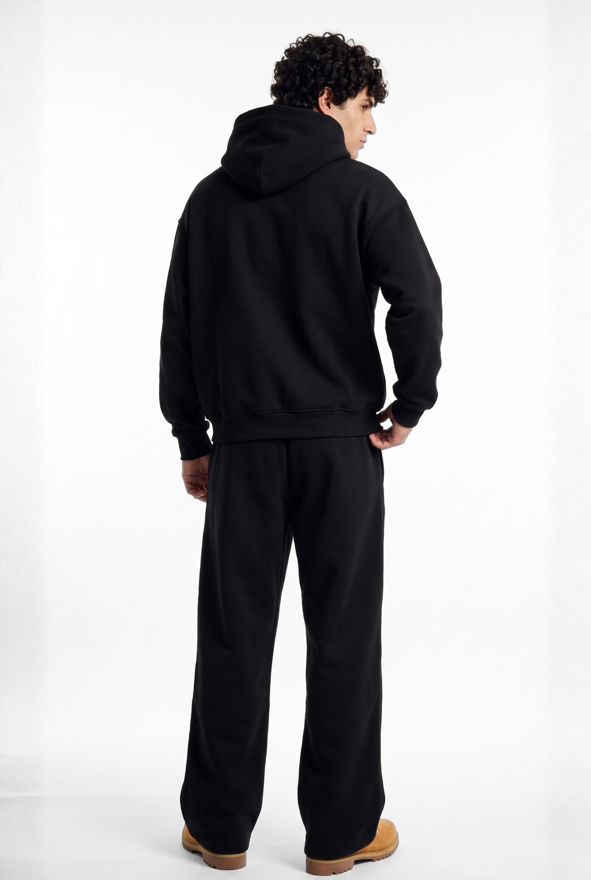 Basics Unisex Black Tracksuit Oversize Hoodie & Baggy Sweatpants