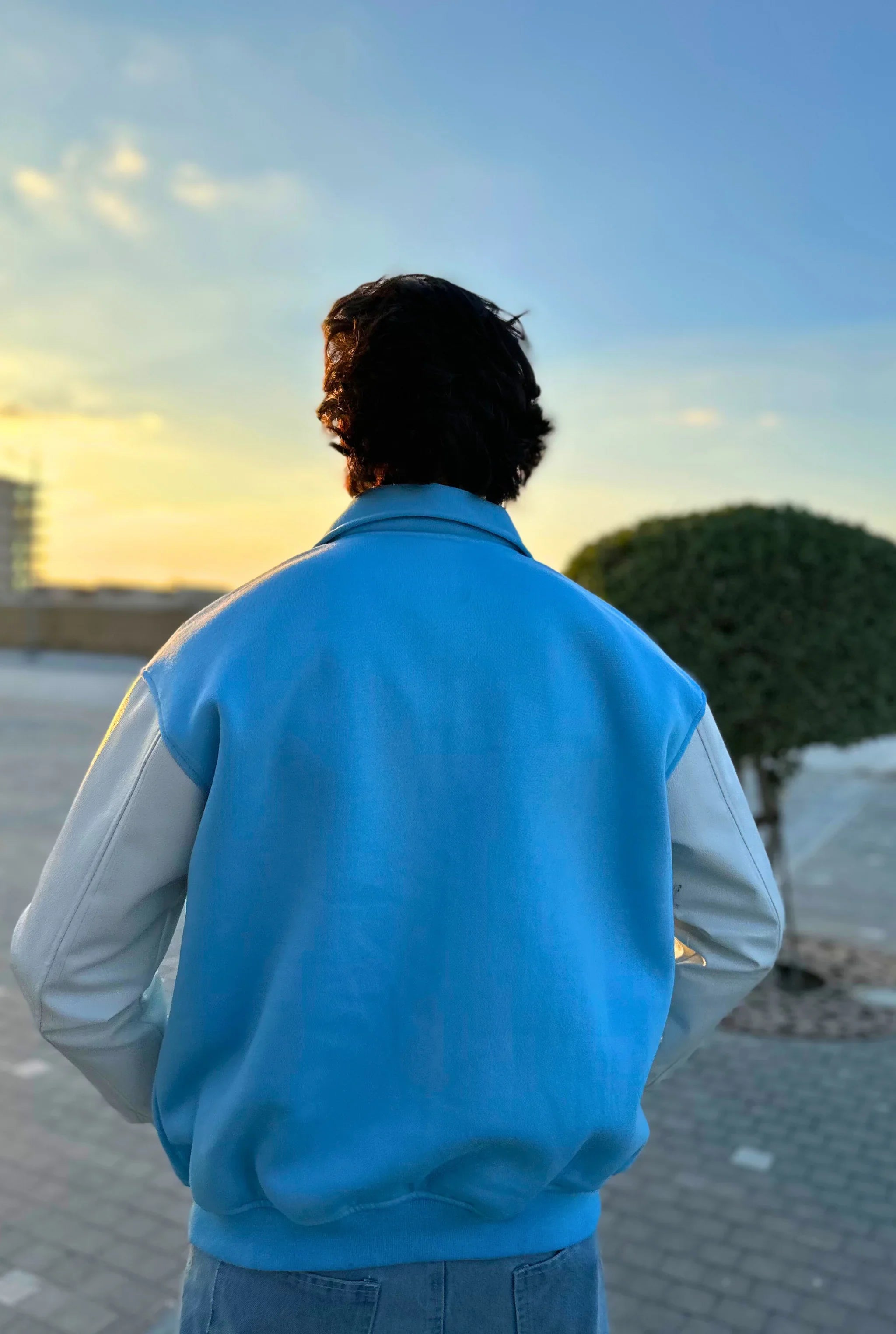 Unisex Slekoo Baby Blue Varsity Jacket