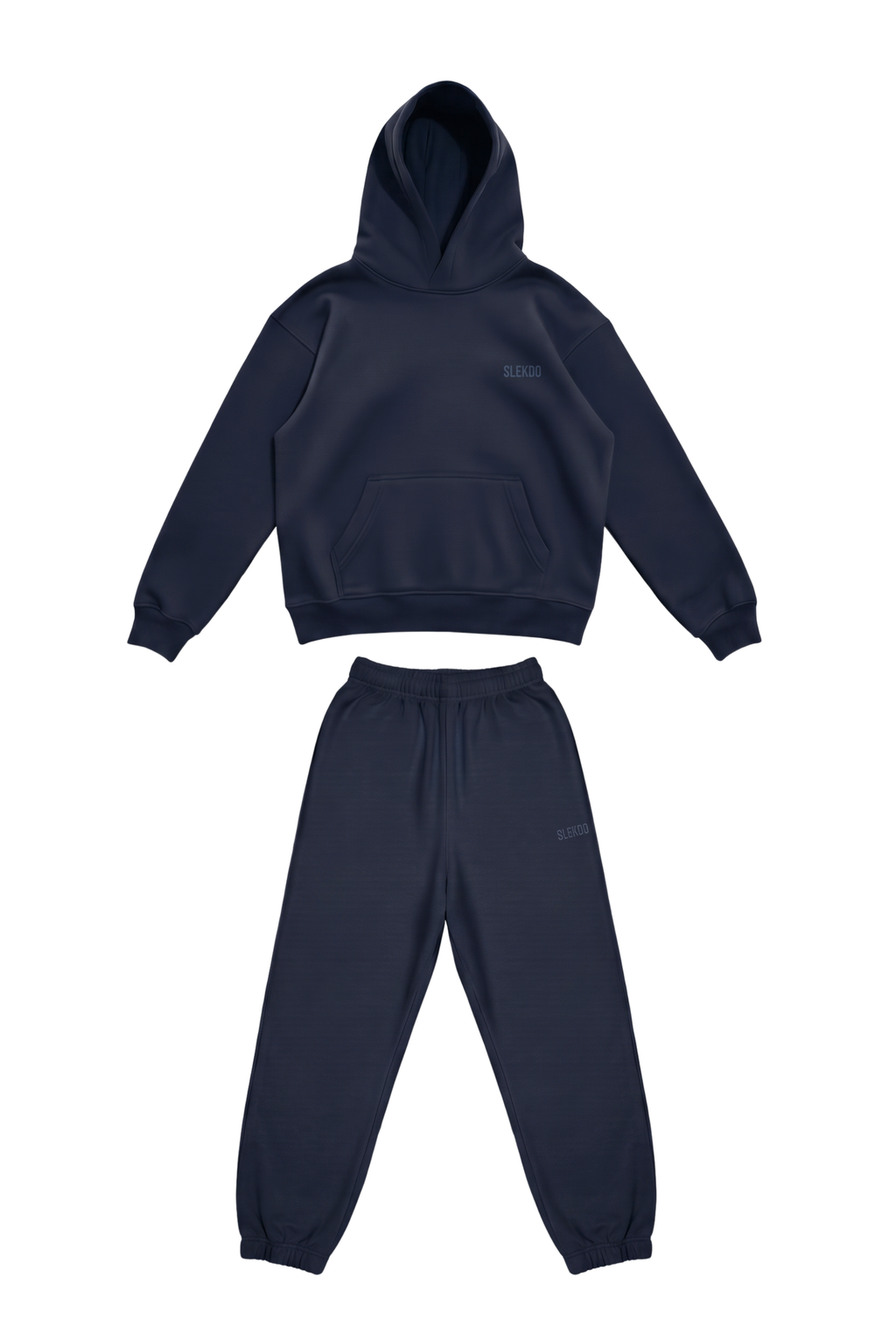 Basics Unisex Dark Navy Tracksuit Oversize Hoodie & Closed Bottom Sweatpants