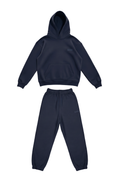 Basics Unisex Dark Navy Tracksuit Oversize Hoodie & Closed Bottom Sweatpants