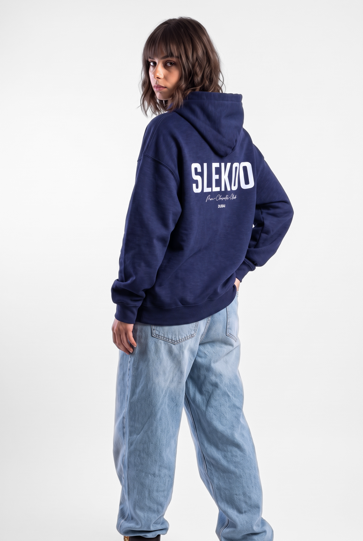 Unisex Navy Oversize Slekoo Hoodie