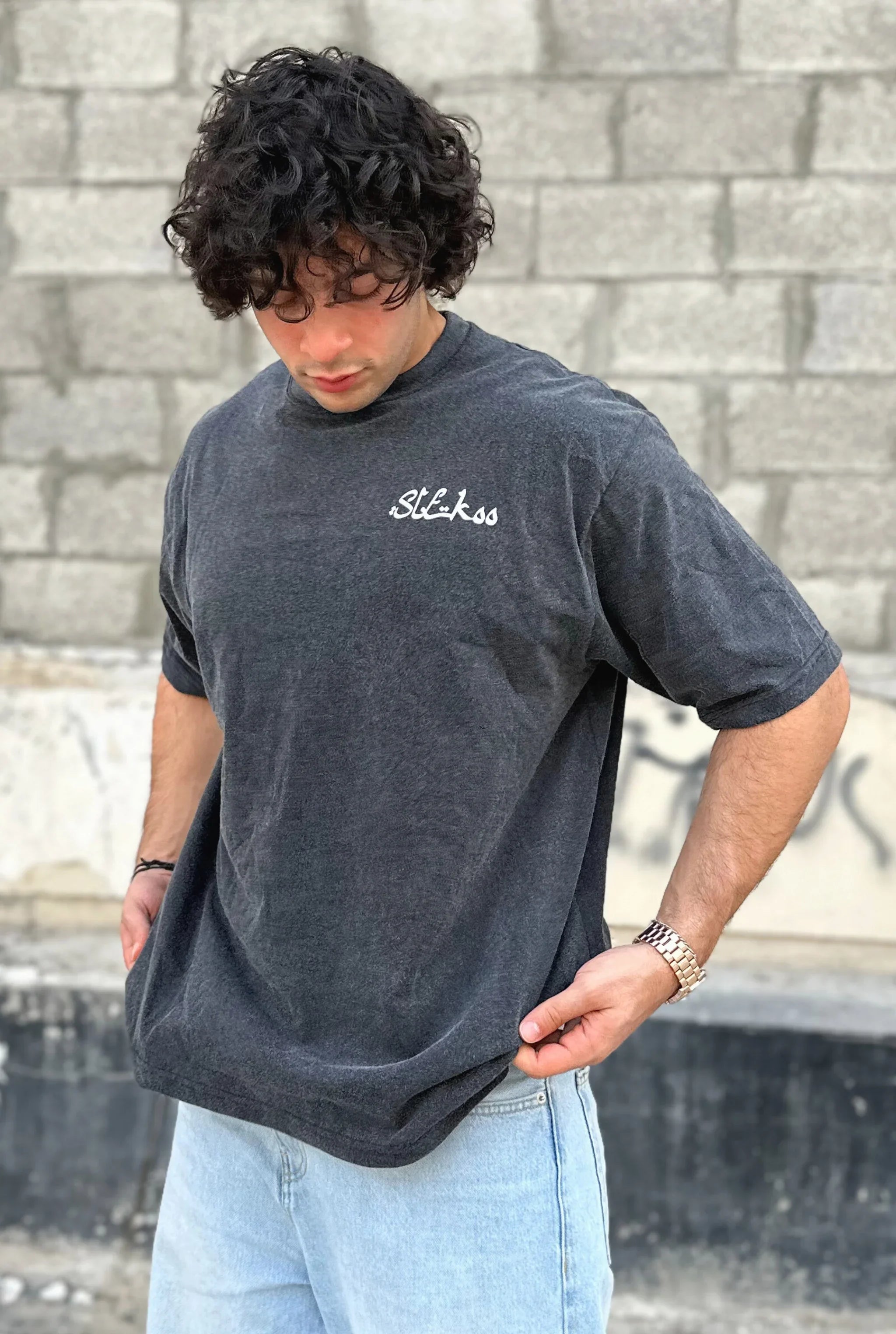 Unisex Stone Washed Slekoo Oversize T-shirt