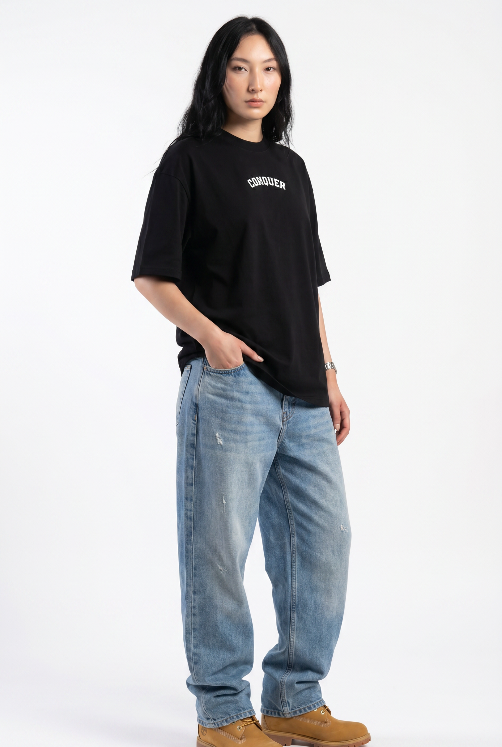 Conquer Black Unisex Oversize T-Shirt