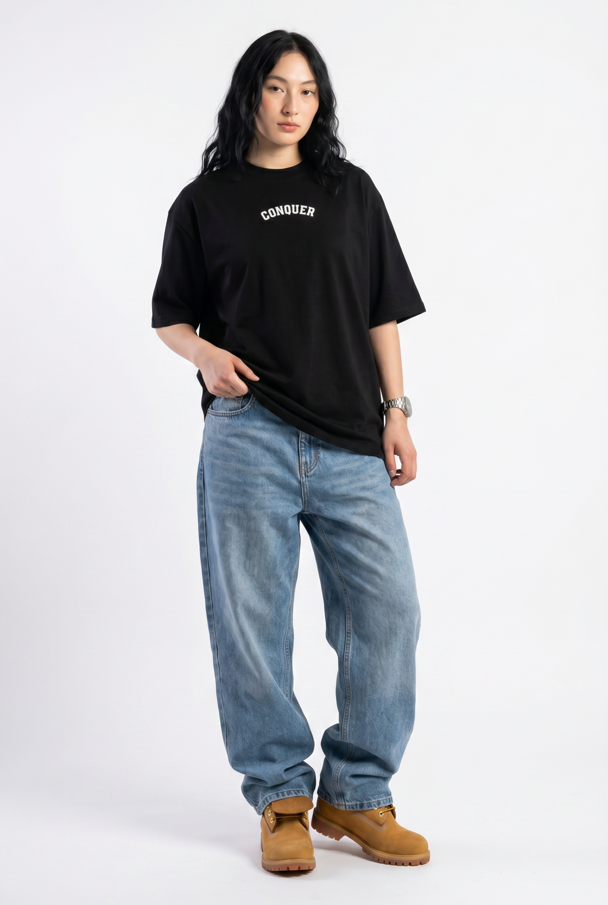Conquer Black Unisex Oversize T-Shirt