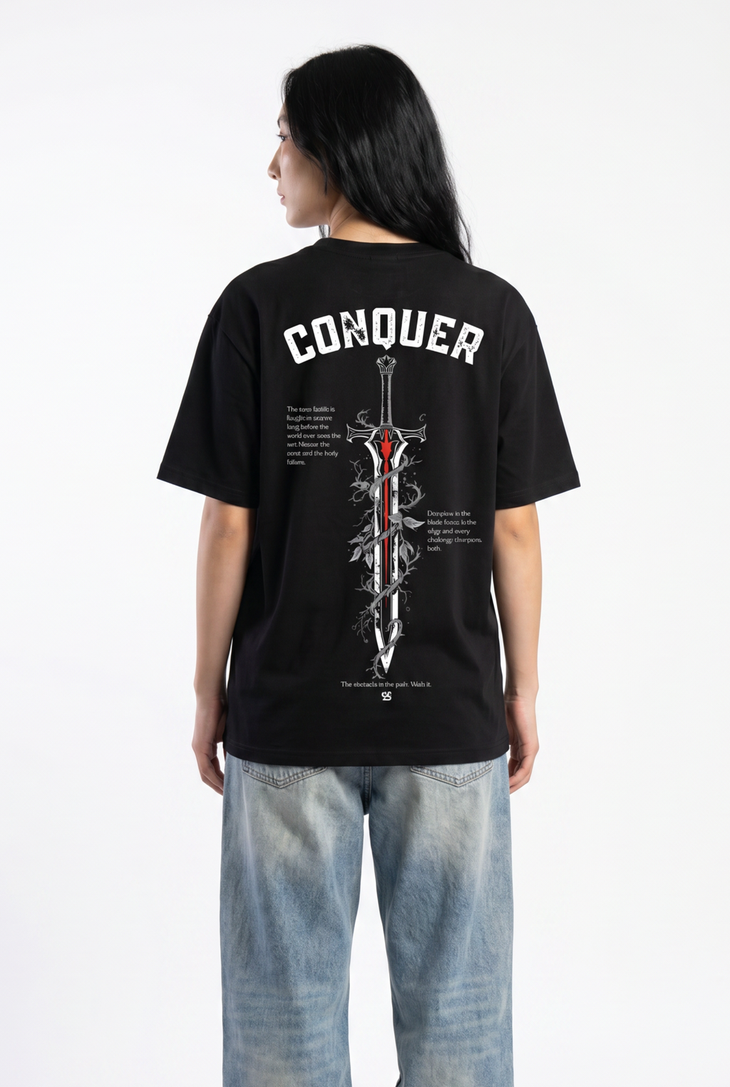 Conquer Black Unisex Oversize T-Shirt