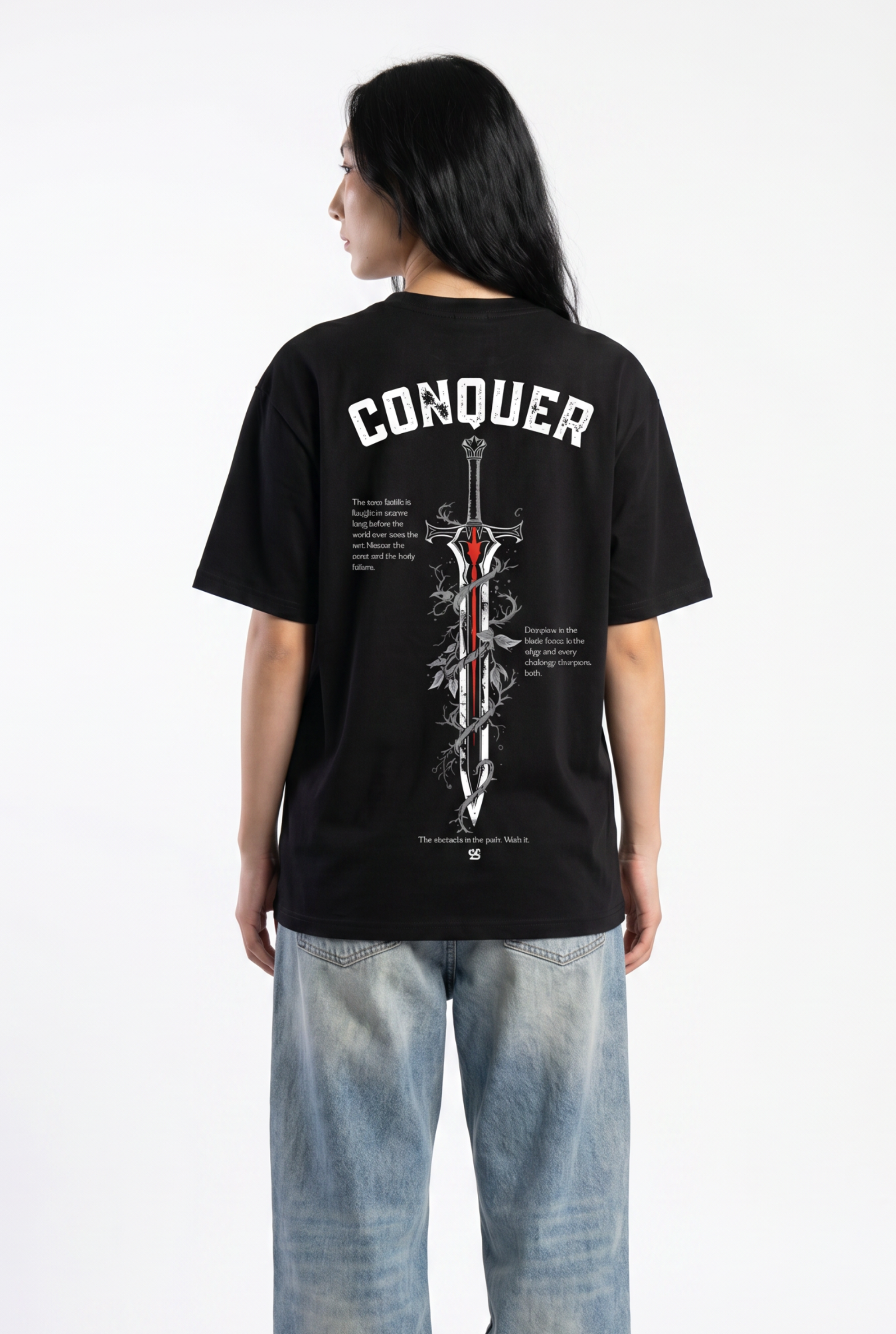 Conquer Black Unisex Oversize T-Shirt