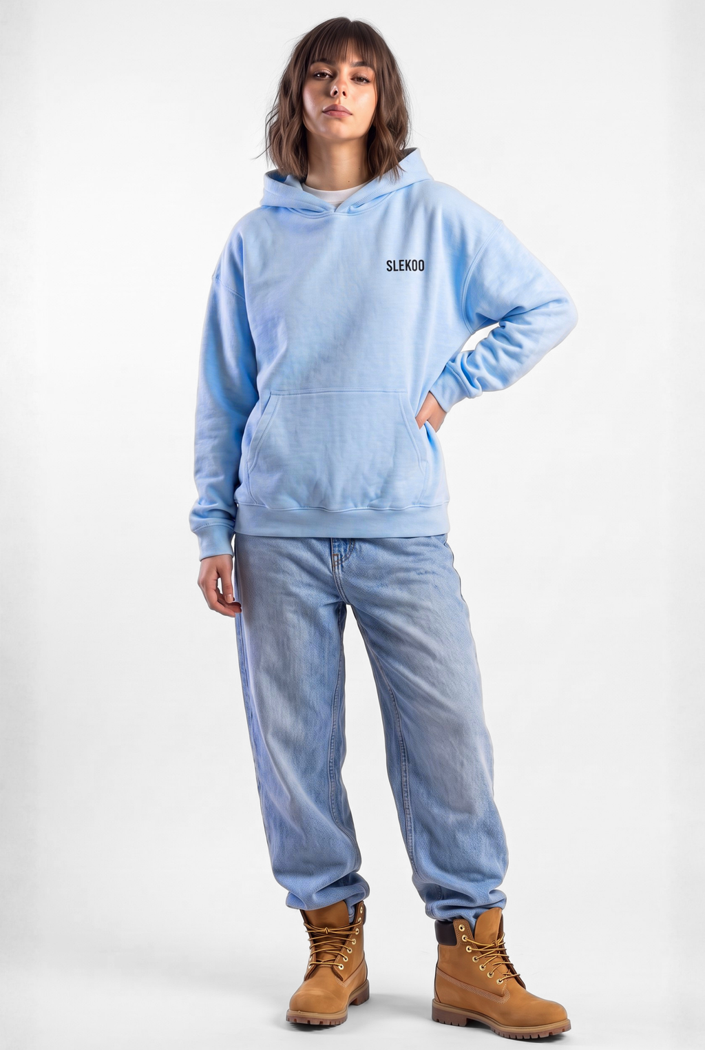 Unisex Baby Blue Oversize Slekoo Hoodie
