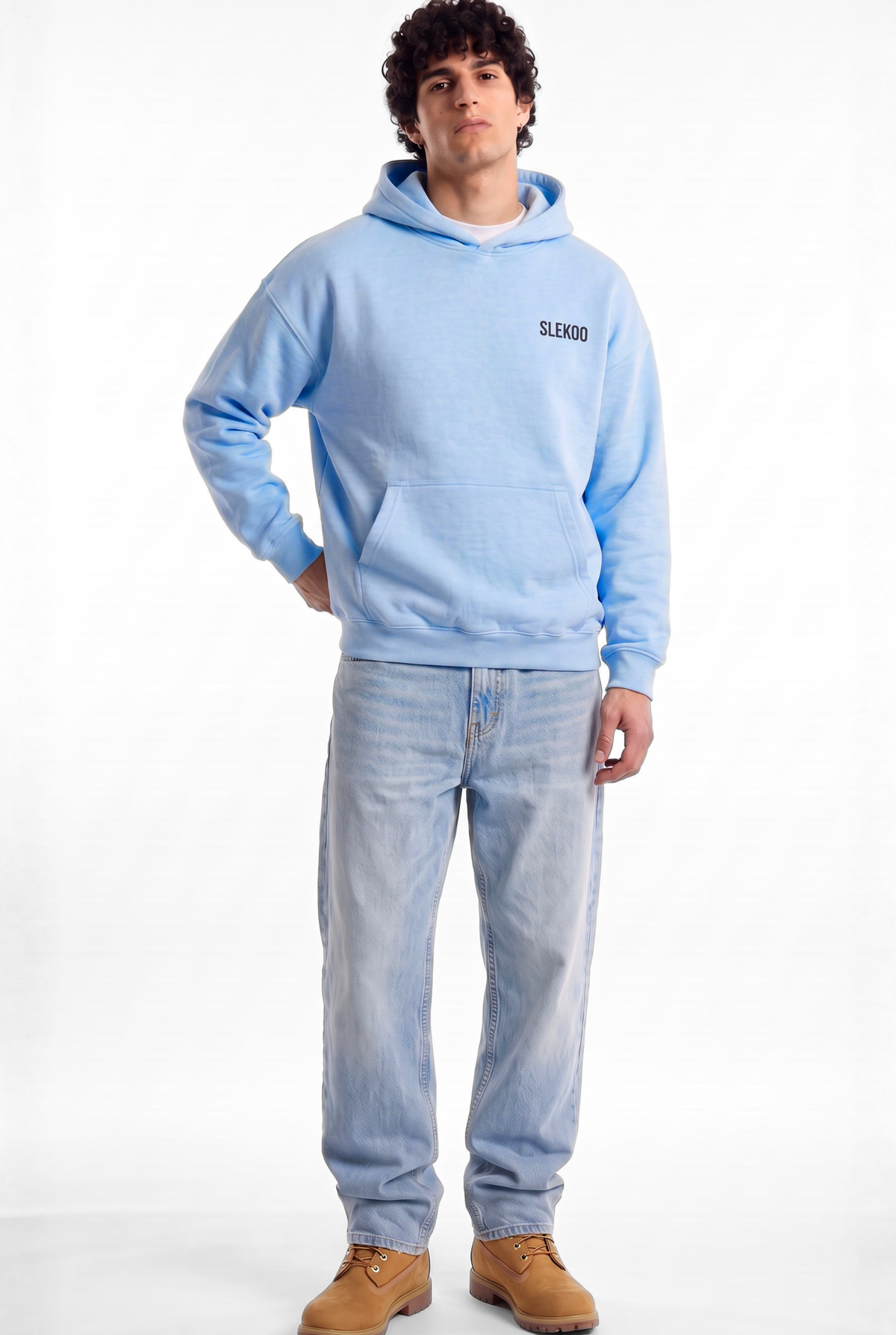 Unisex Baby Blue Oversize Slekoo Hoodie