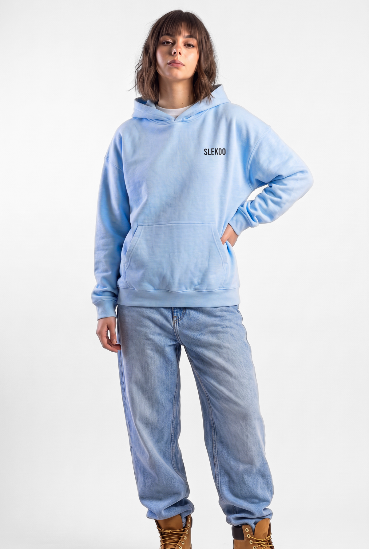 Unisex Baby Blue Oversize Slekoo Hoodie