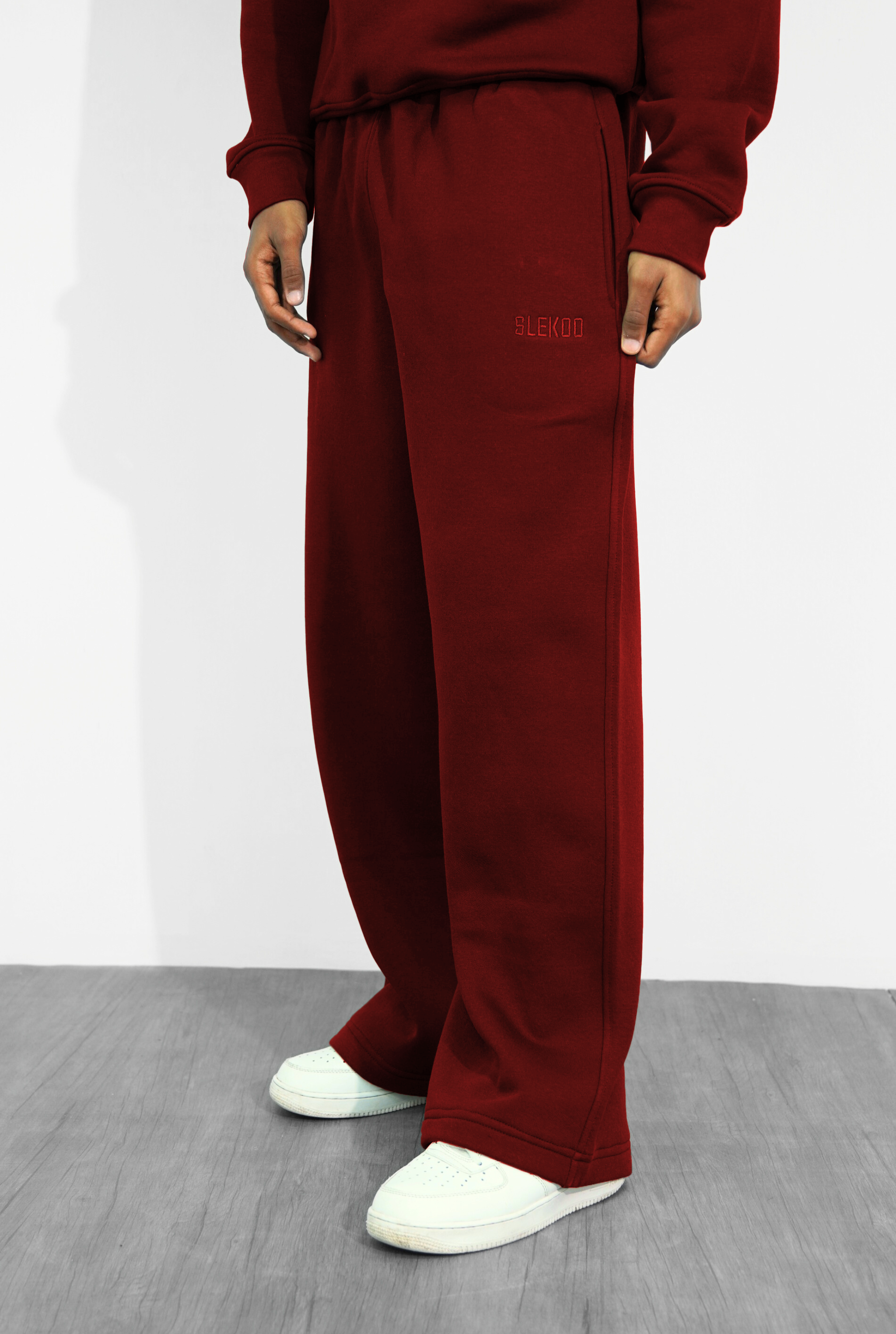 Basics Unisex Maroon Tracksuit Oversize Hoodie & Baggy Sweatpants V1