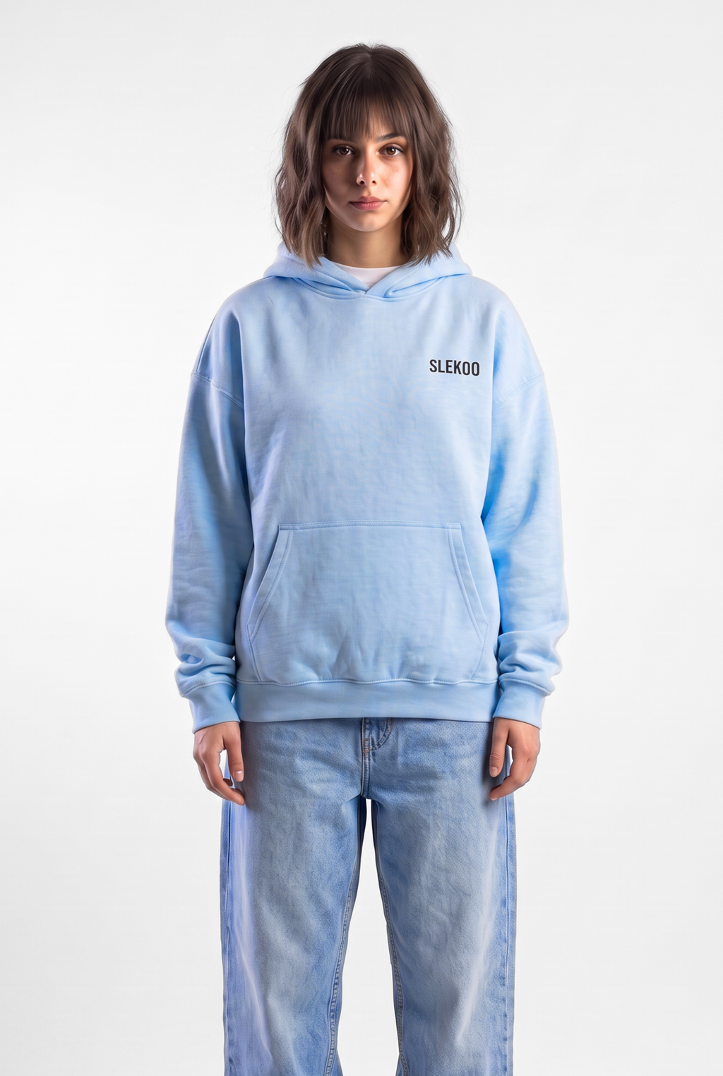 Unisex Baby Blue Oversize Slekoo Hoodie