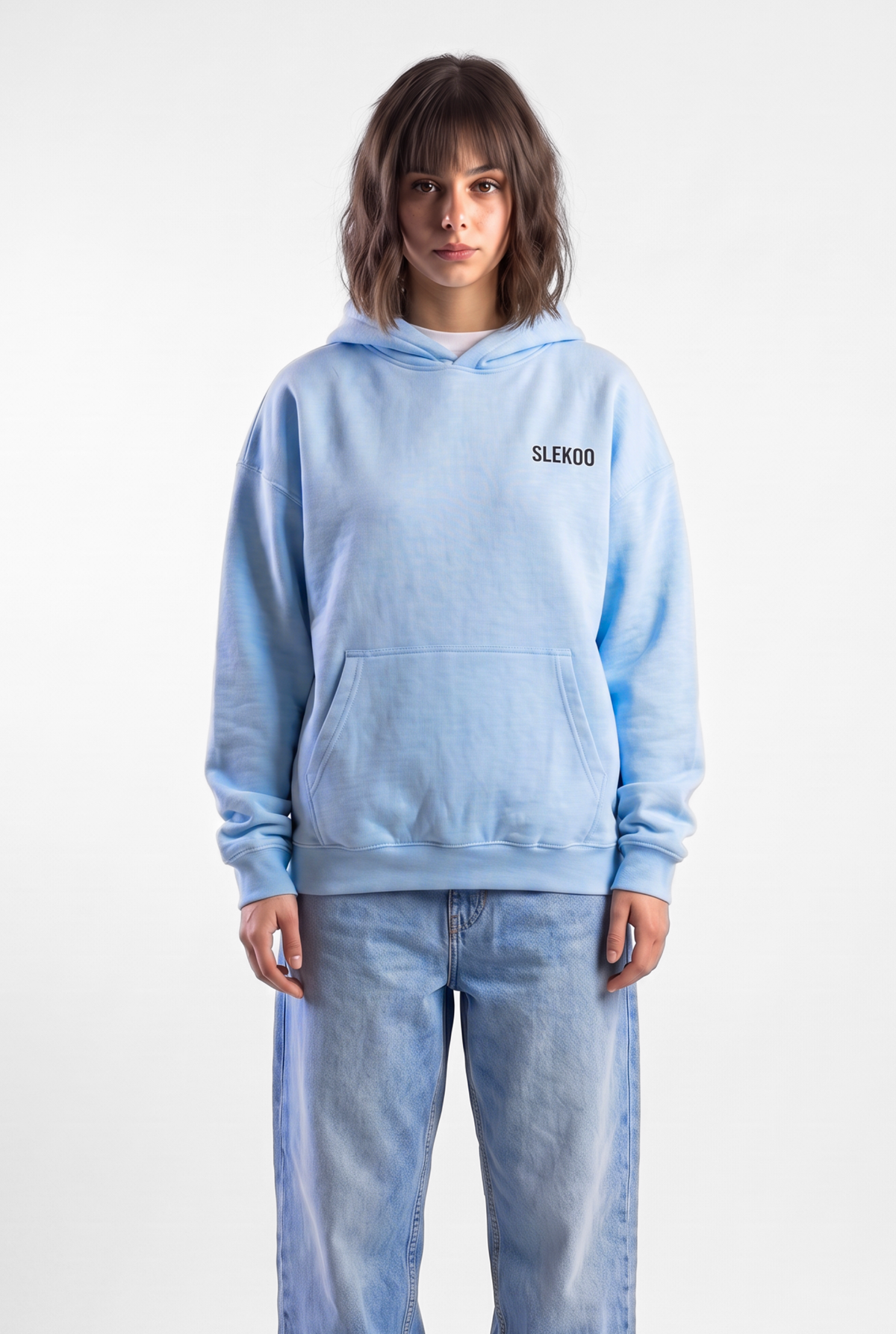 Unisex Baby Blue Oversize Slekoo Hoodie