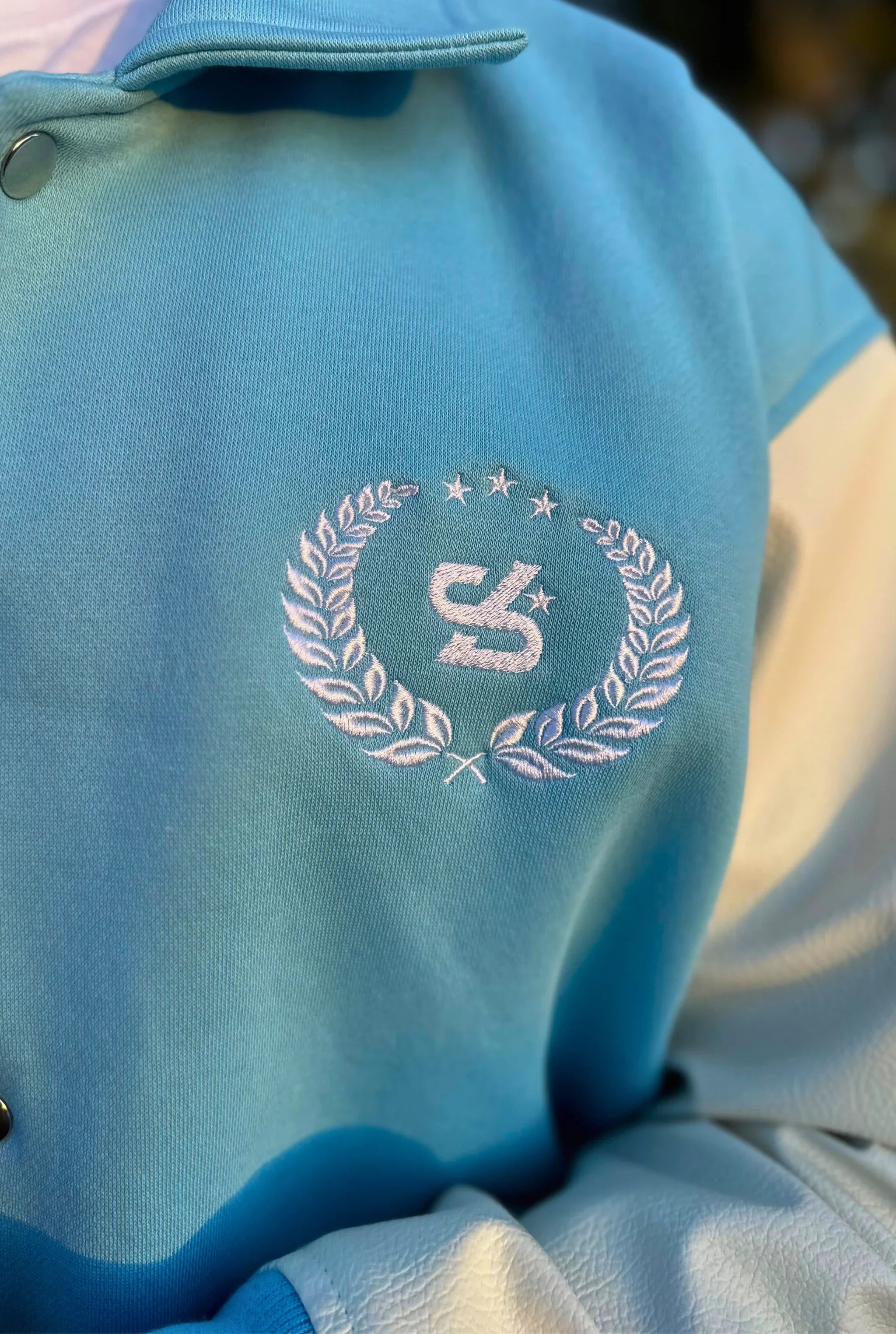 Unisex Slekoo Baby Blue Varsity Jacket