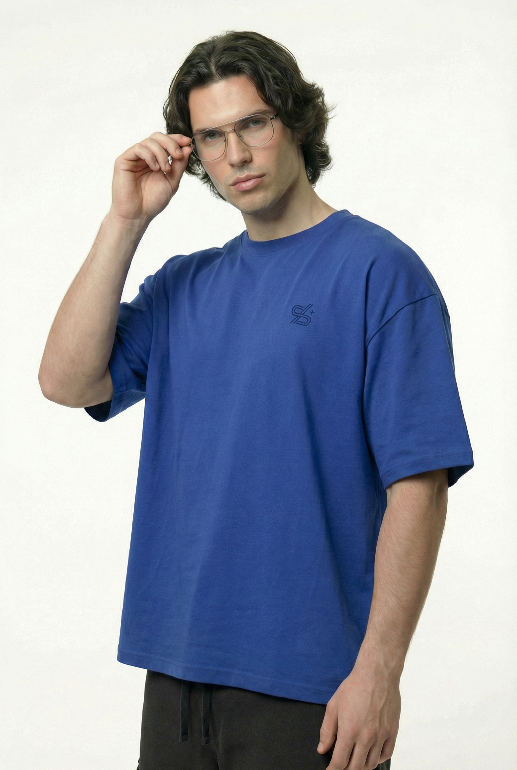 Basic Blue Oversize T-Shirt & Baggy Cargo Pants Set