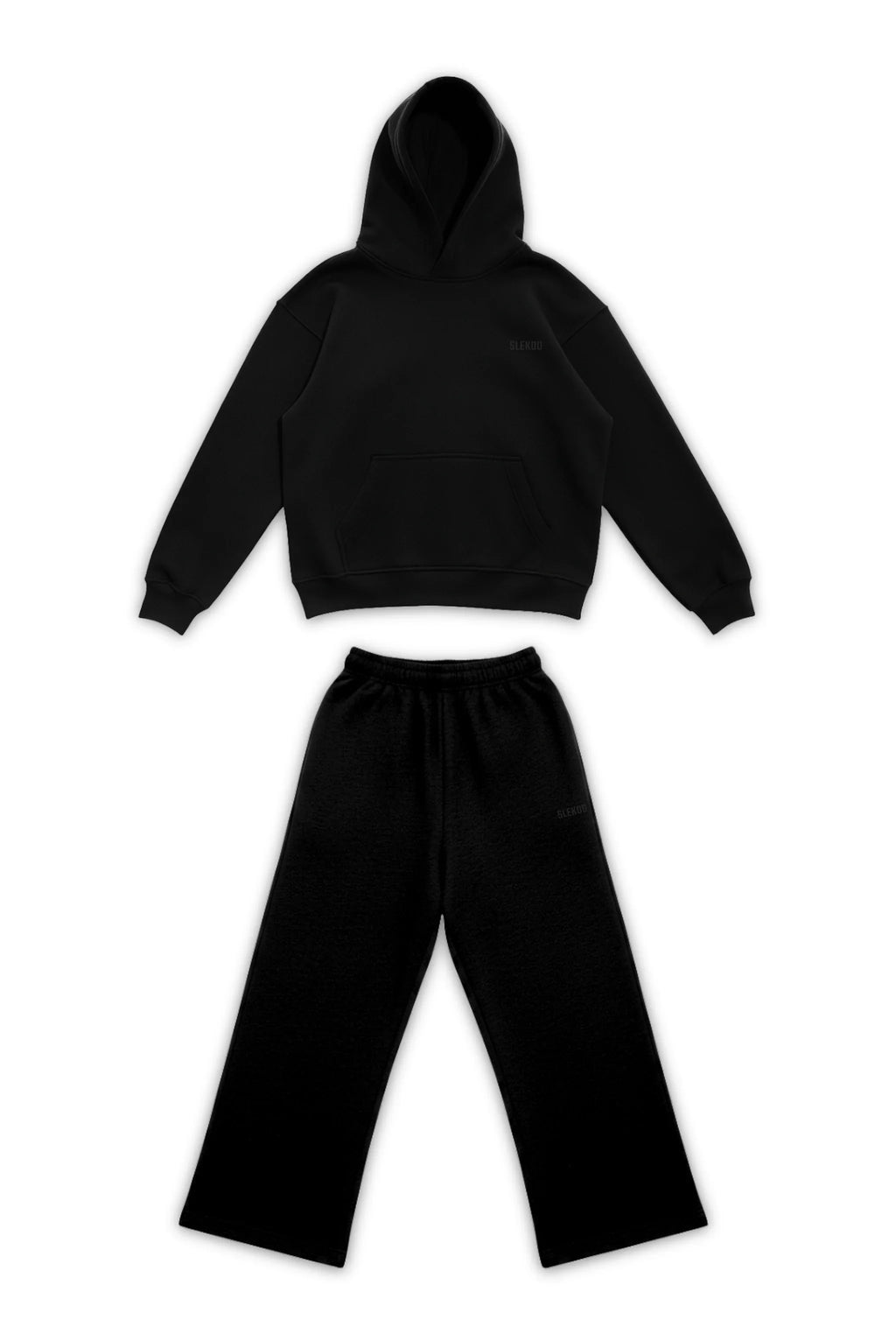 Basics Unisex Black Tracksuit Oversize Hoodie & Baggy Sweatpants V1