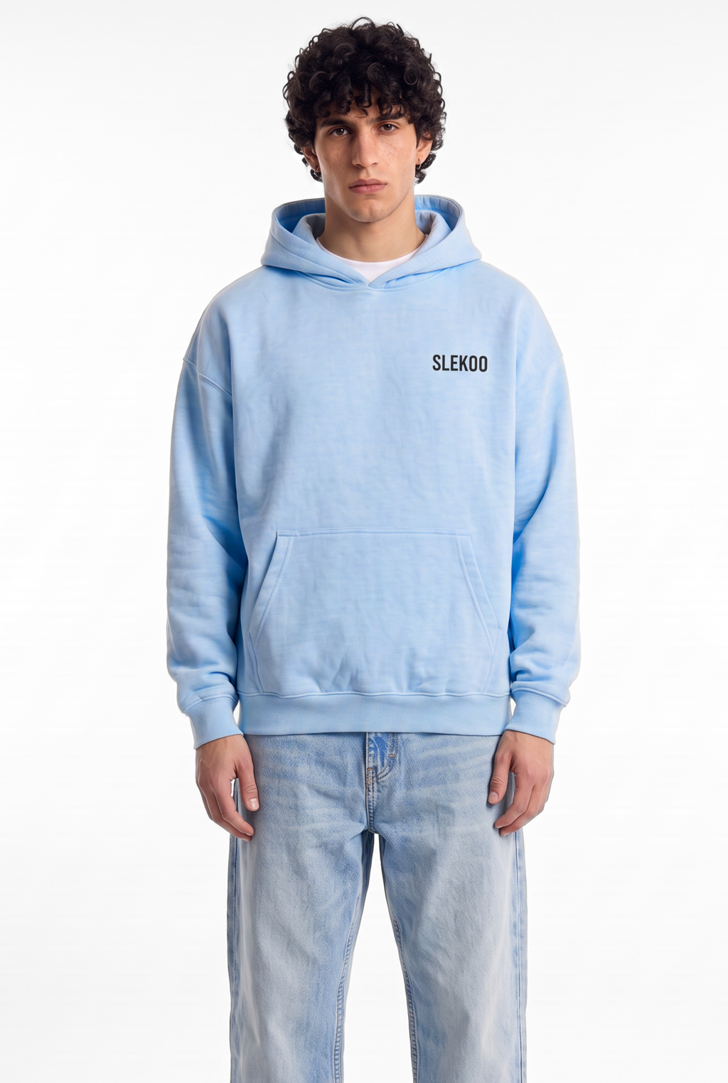 Unisex Baby Blue Oversize Slekoo Hoodie