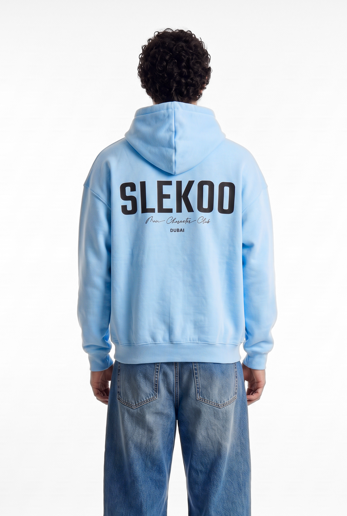 Unisex Baby Blue Oversize 2 Way Zipper Hoodie