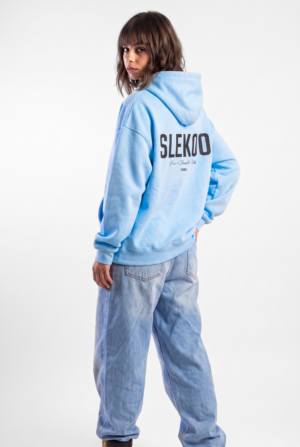 Unisex Baby Blue Oversize 2 Way Zipper Hoodie