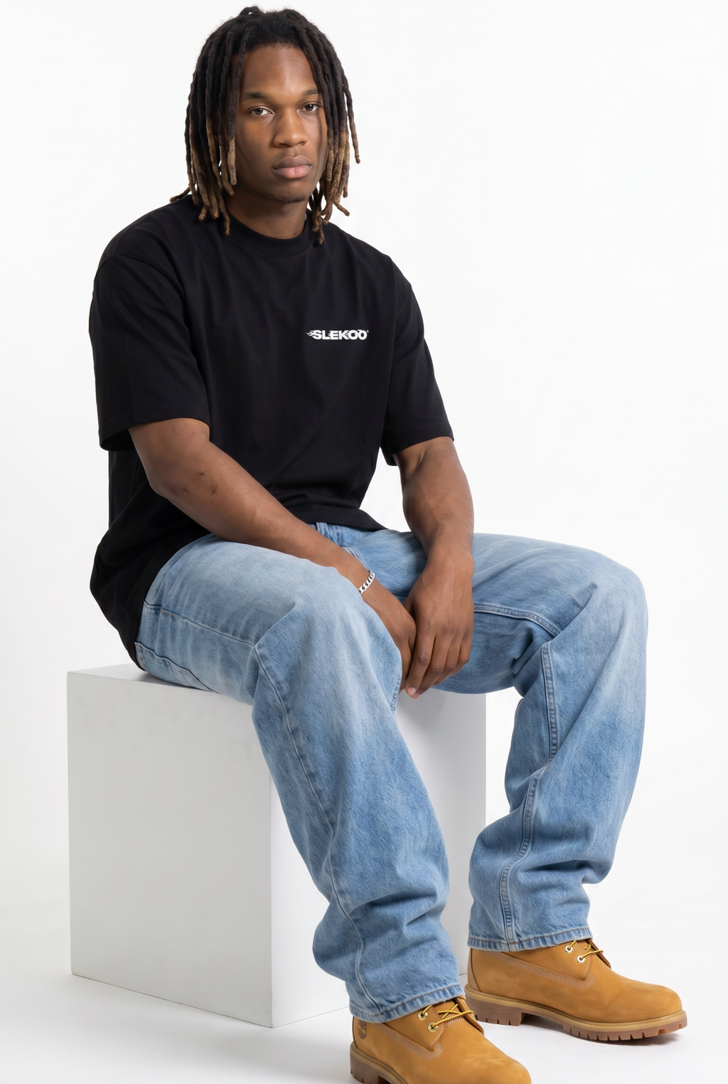 Slekoo Flame Black Unisex Oversize T-Shirt