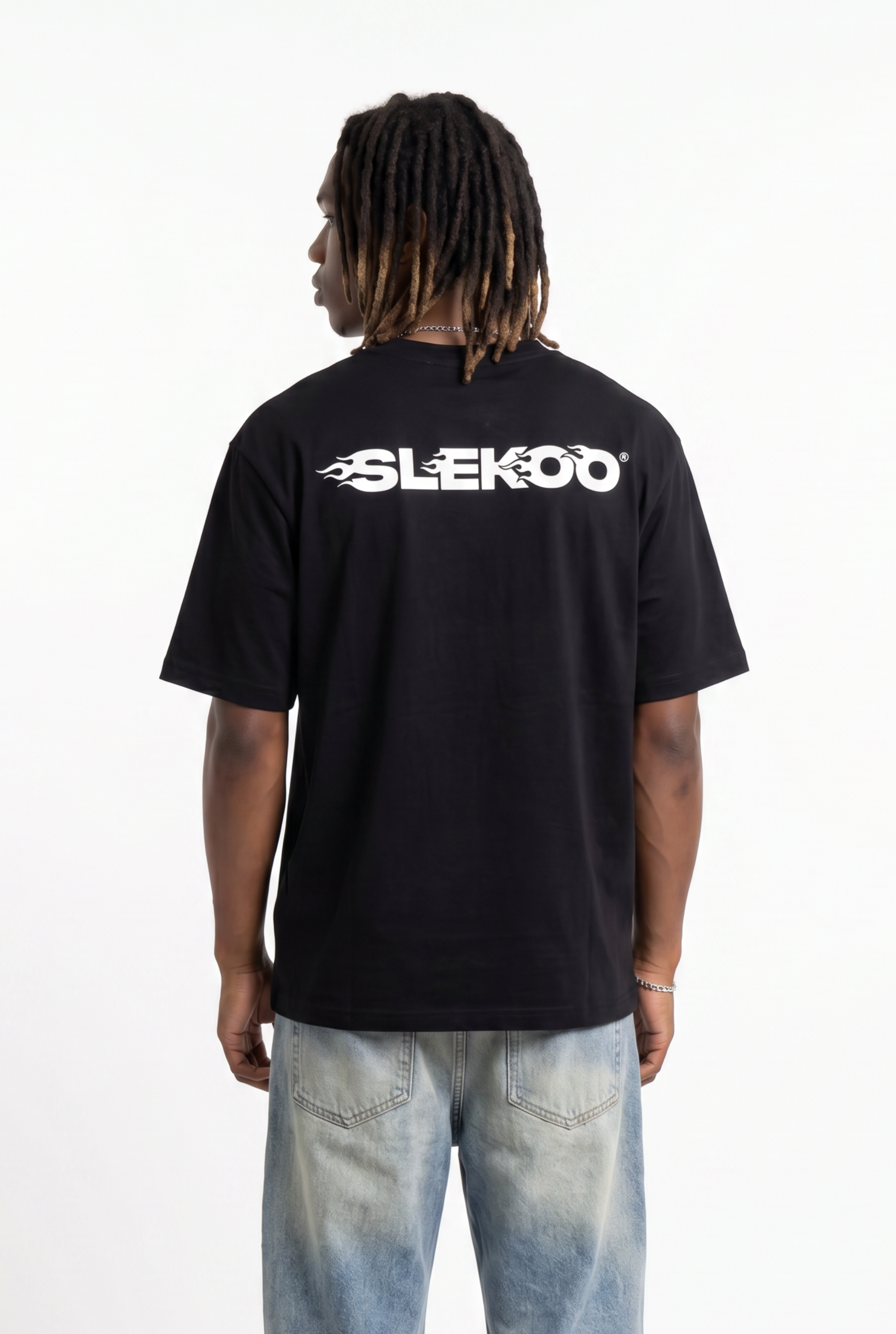 Slekoo Flame Black Unisex Oversize T-Shirt
