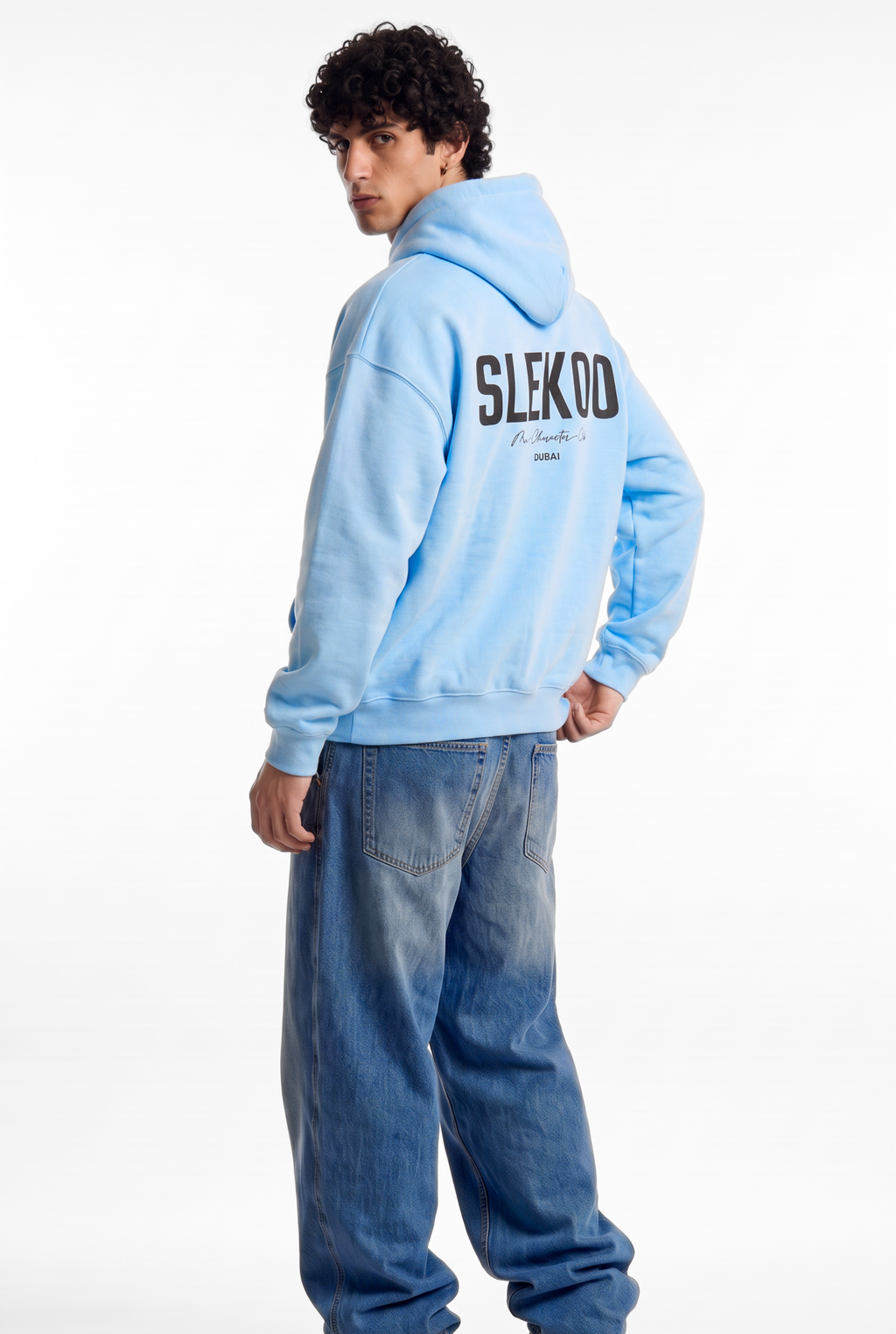Unisex Baby Blue Oversize 2 Way Zipper Hoodie