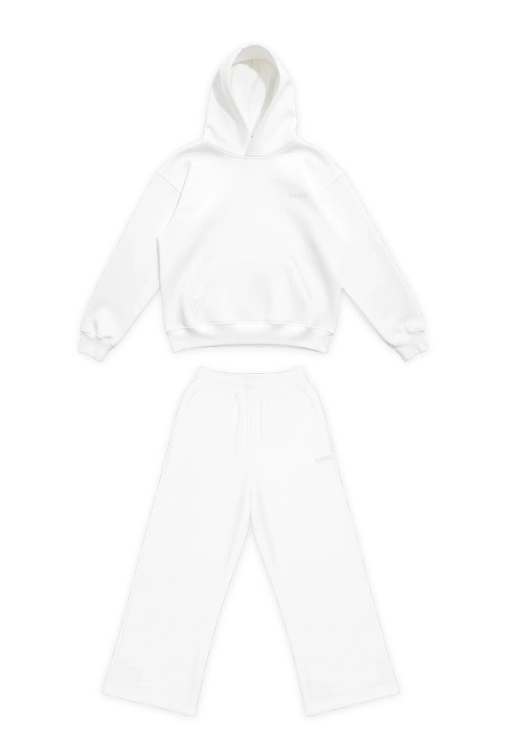 Basics Unisex White Tracksuit Oversize Hoodie & Baggy Sweatpants V1