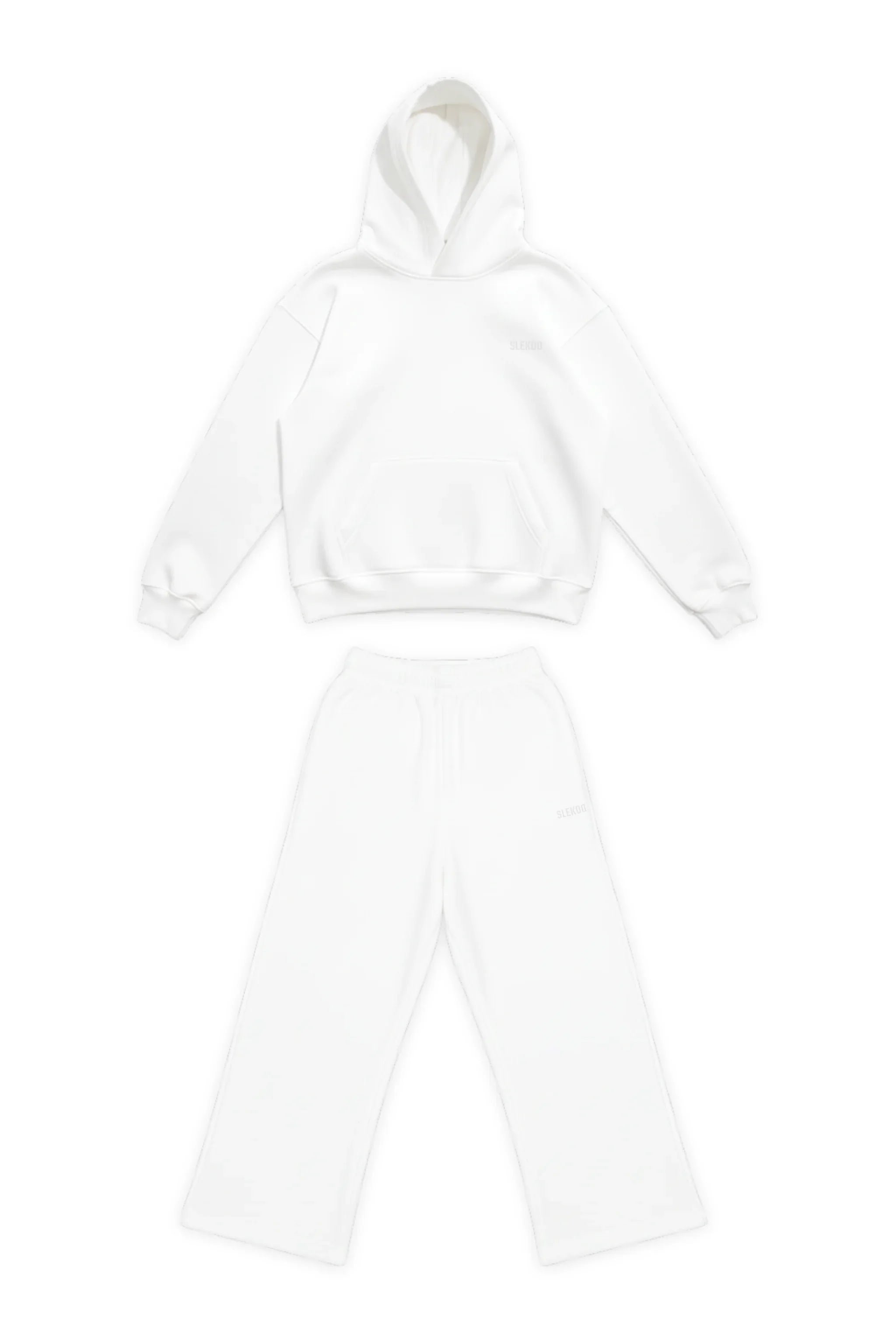 Basics Unisex White Tracksuit Oversize Hoodie & Baggy Sweatpants V1