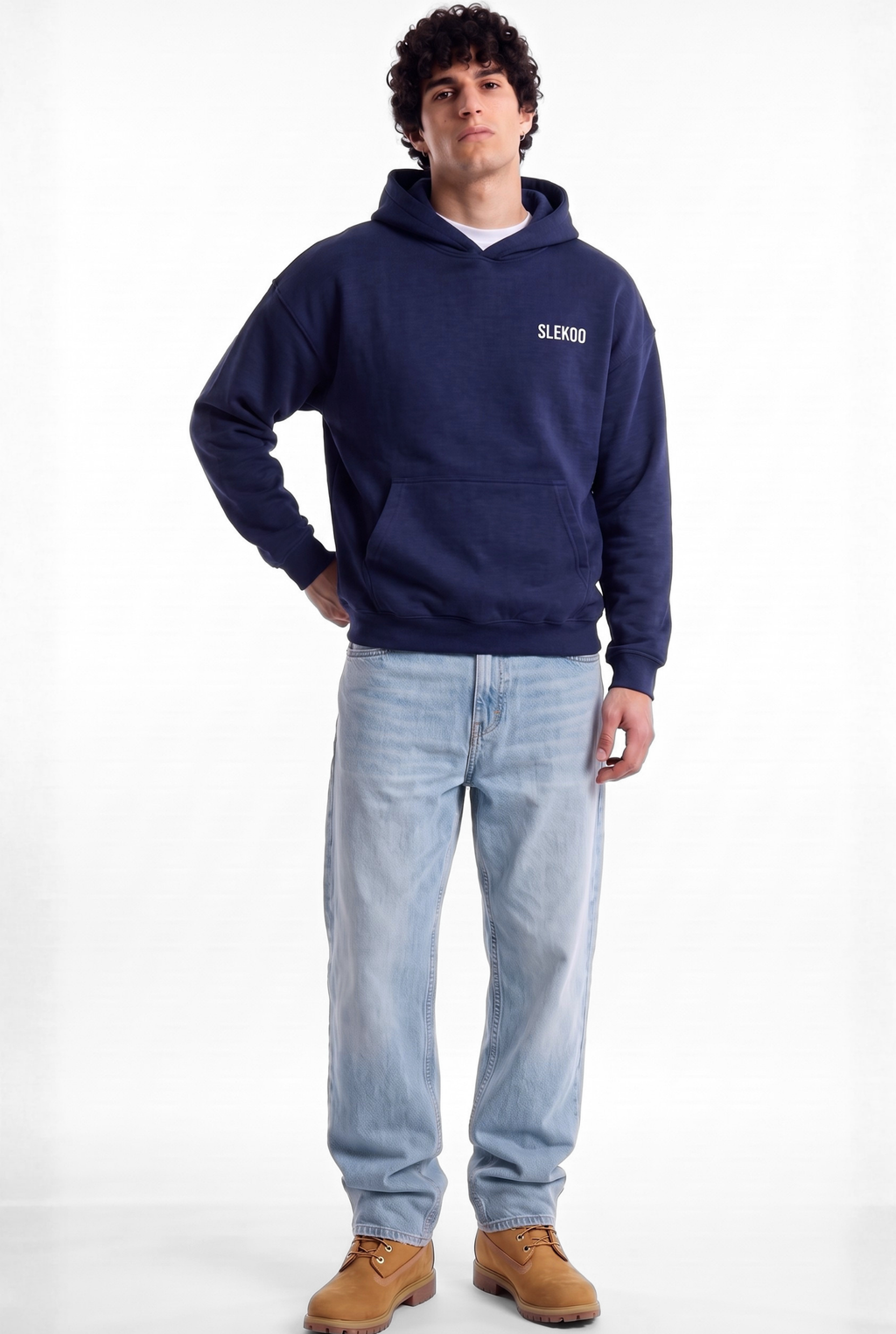 Unisex Navy Oversize Slekoo Hoodie