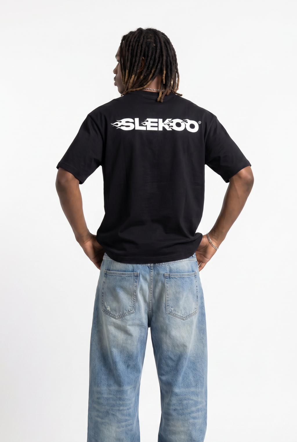 Slekoo Flame Black Unisex Oversize T-Shirt