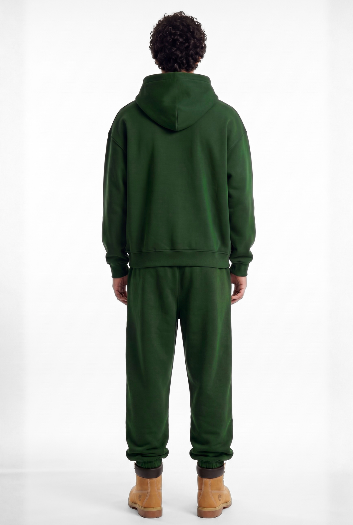 Basics Unisex Deep Green Tracksuit Oversize Hoodie & Closed Bottom Sweatpants