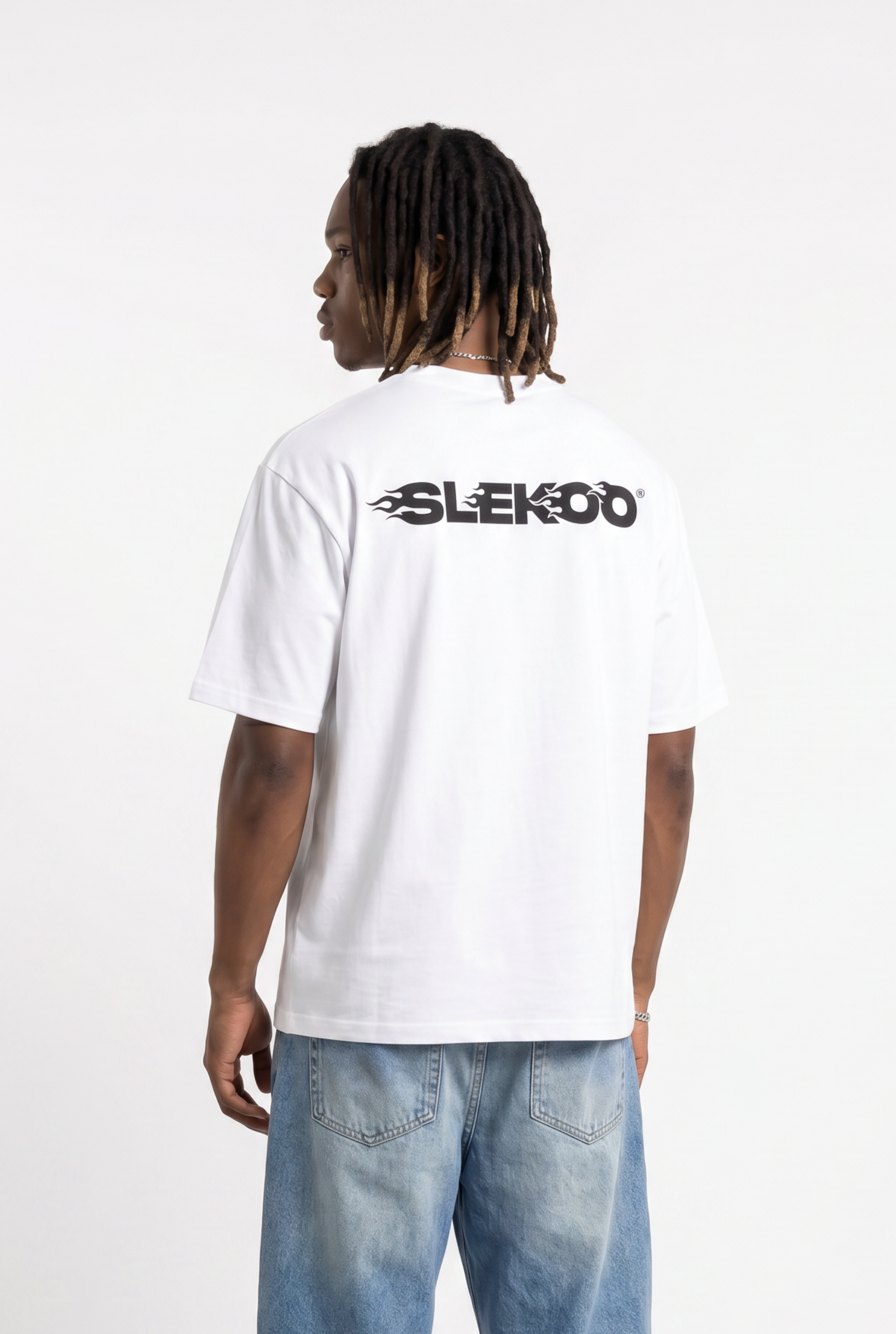 Slekoo Flame White Unisex Oversize T-Shirt
