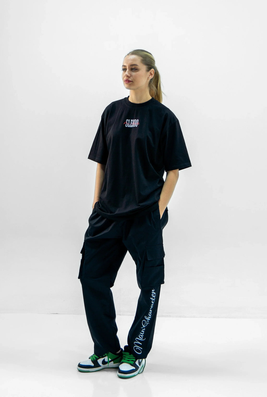 Unisex Baggy Cargo Twill Black Pants MCC Edition