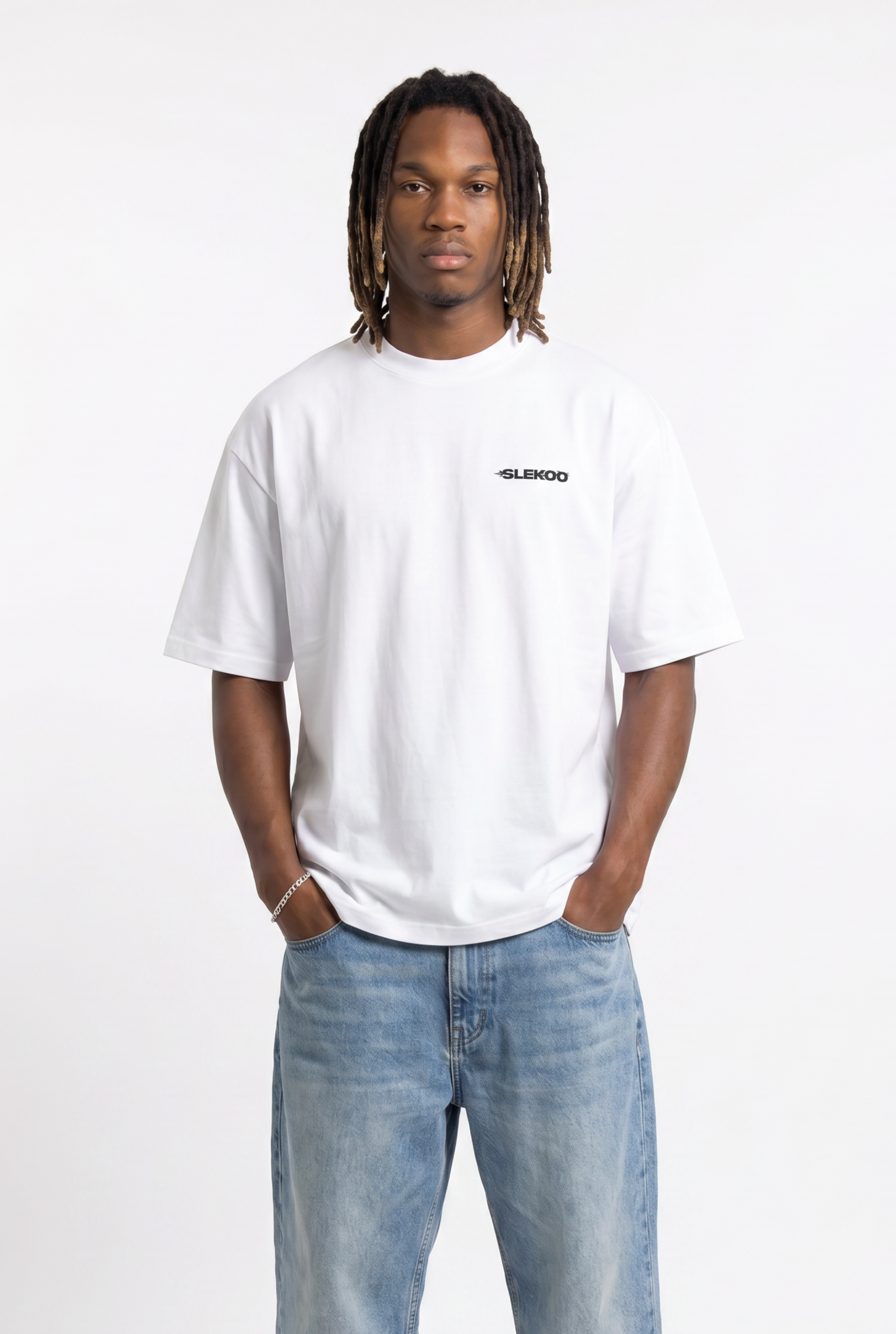 Slekoo Flame White Unisex Oversize T-Shirt