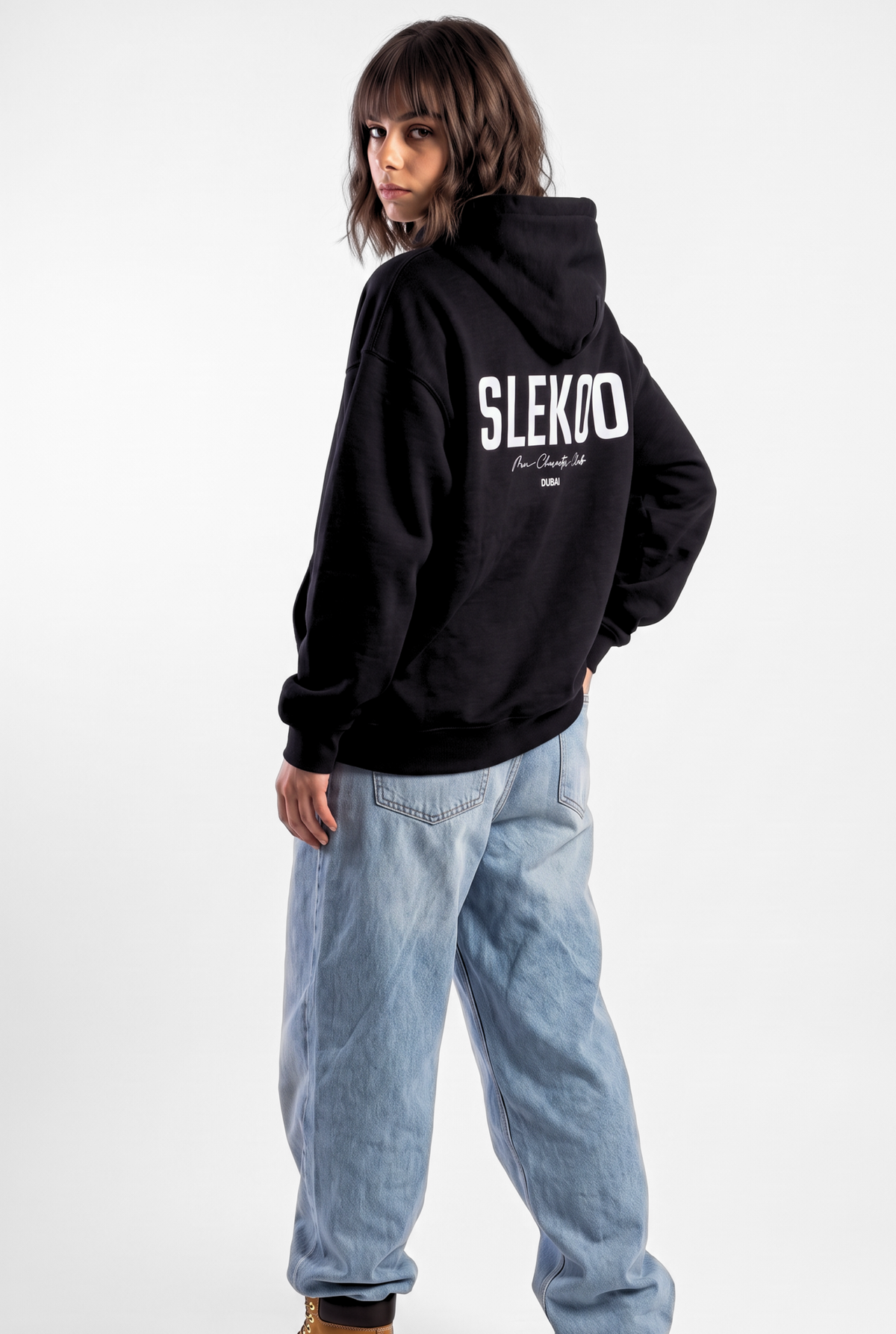 Unisex Black Oversize Slekoo Hoodie
