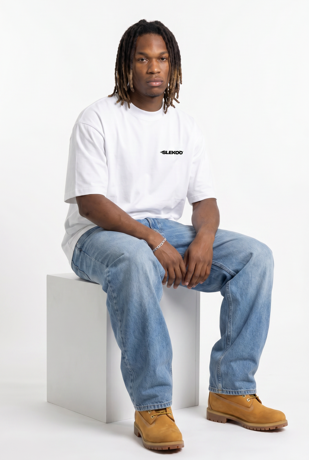 Slekoo Flame White Unisex Oversize T-Shirt