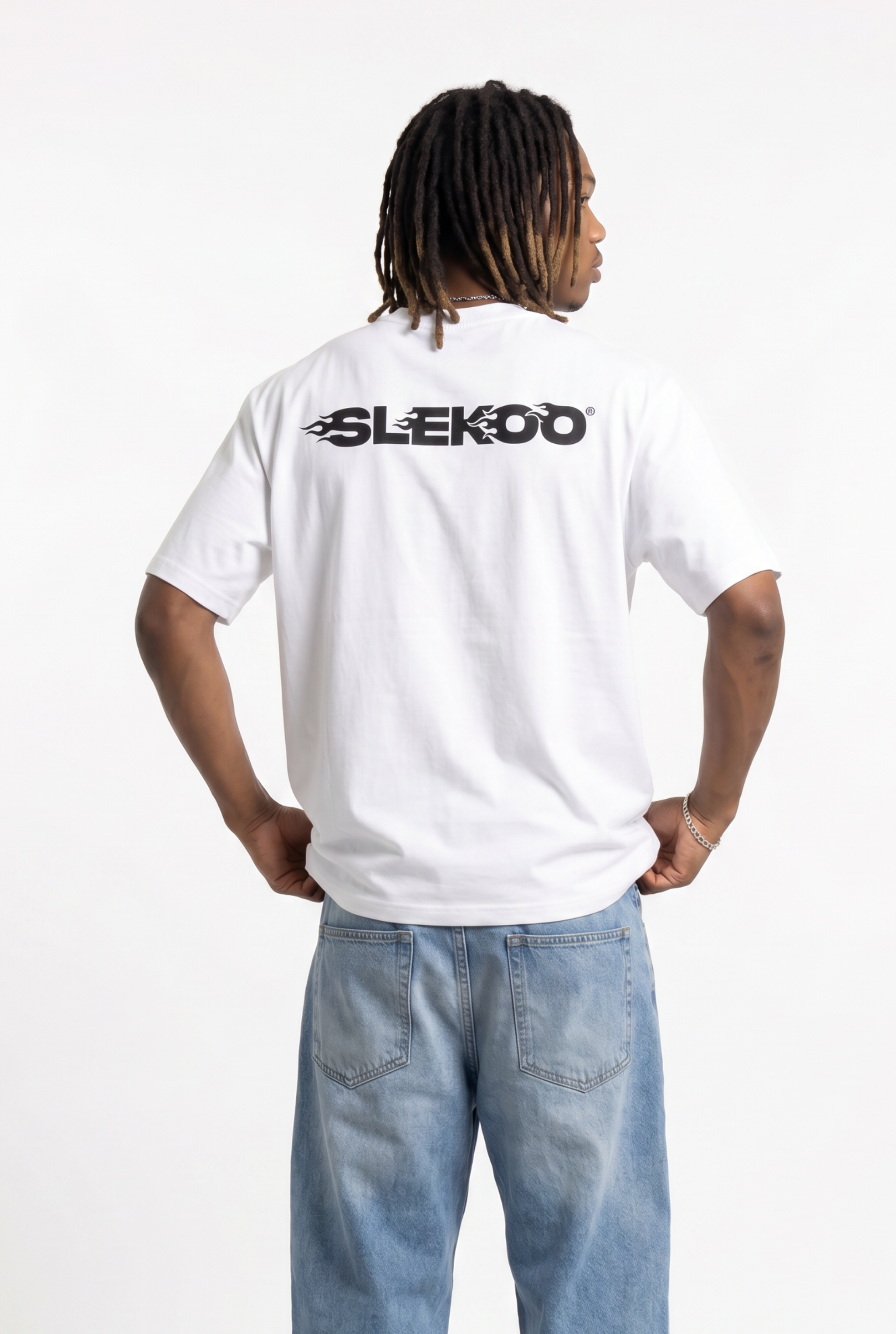 Slekoo Flame White Unisex Oversize T-Shirt