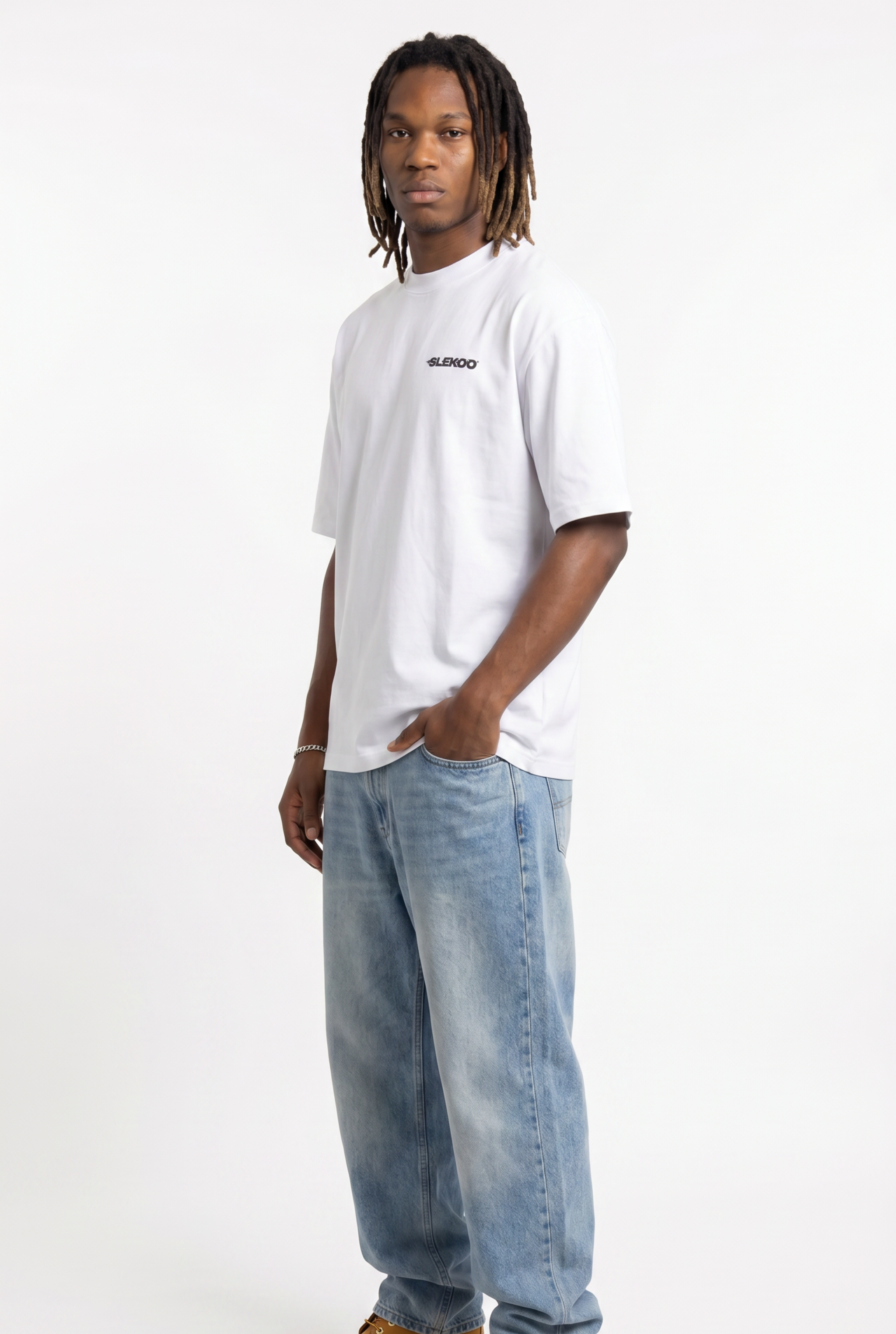 Slekoo Flame White Unisex Oversize T-Shirt