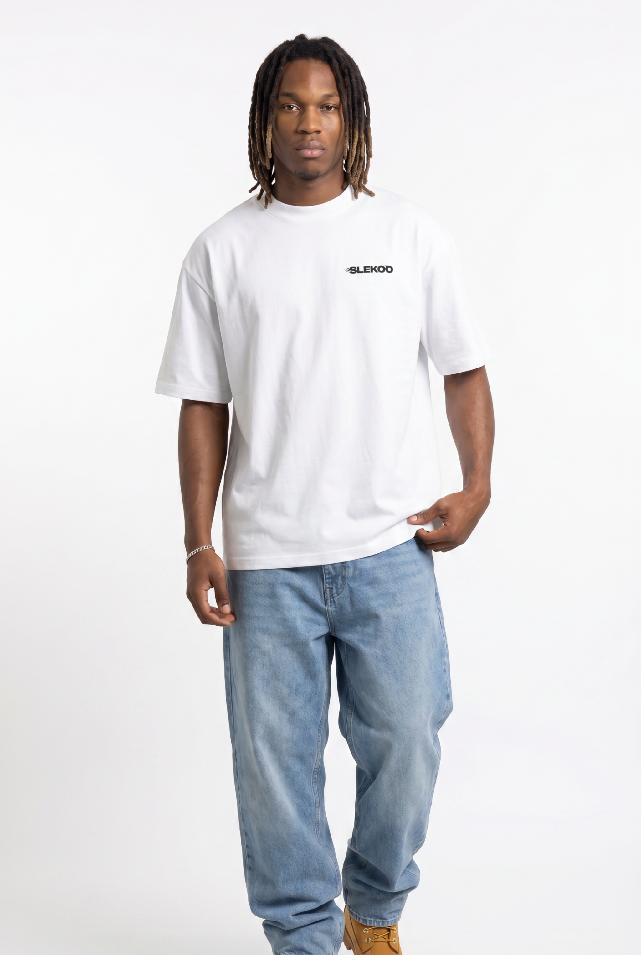 Slekoo Flame White Unisex Oversize T-Shirt