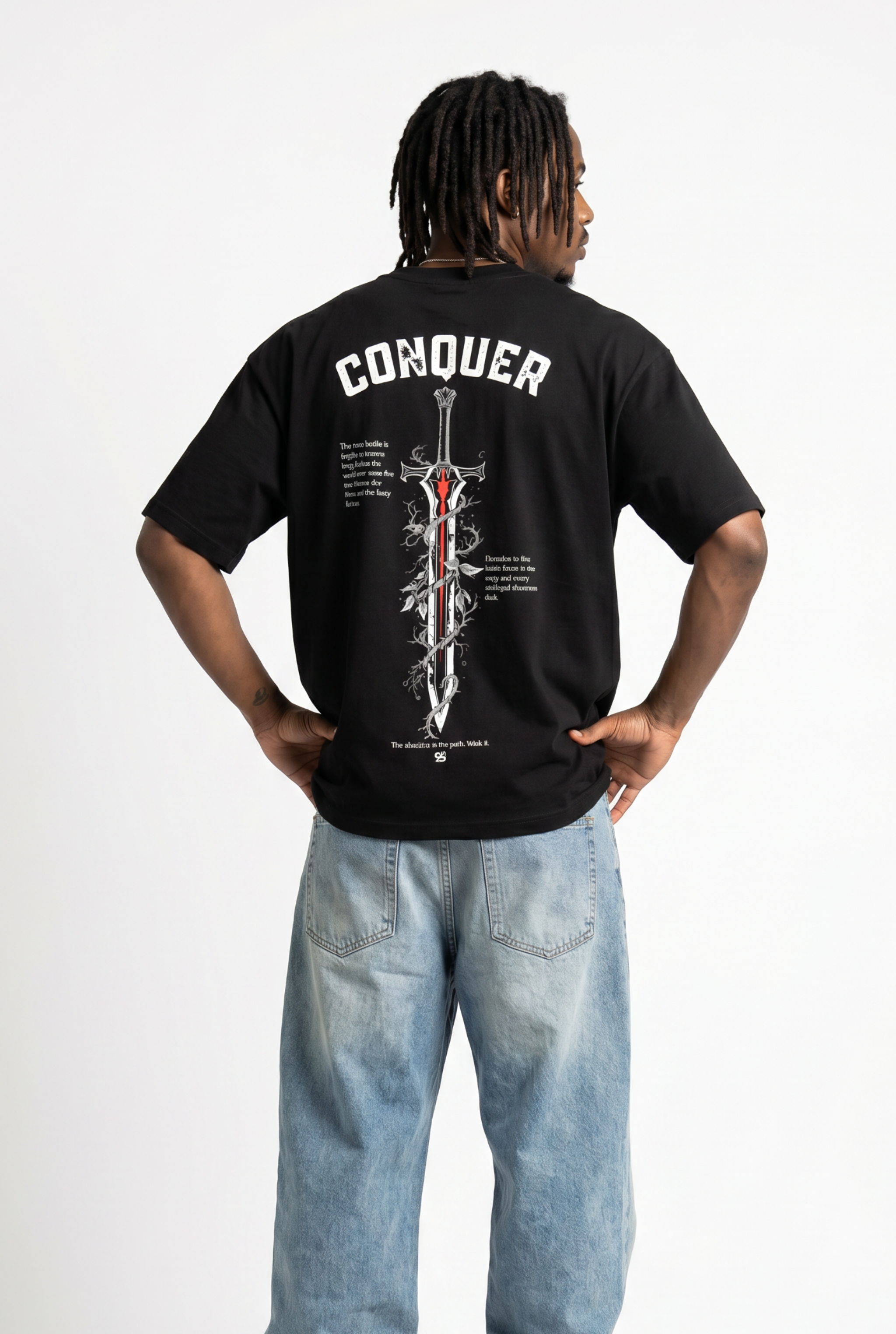 Conquer Black Unisex Oversize T-Shirt