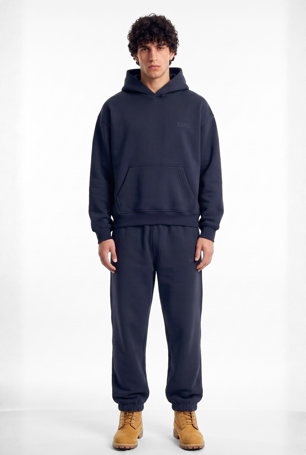Basics Unisex Dark Navy Tracksuit Oversize Hoodie & Closed Bottom Sweatpants